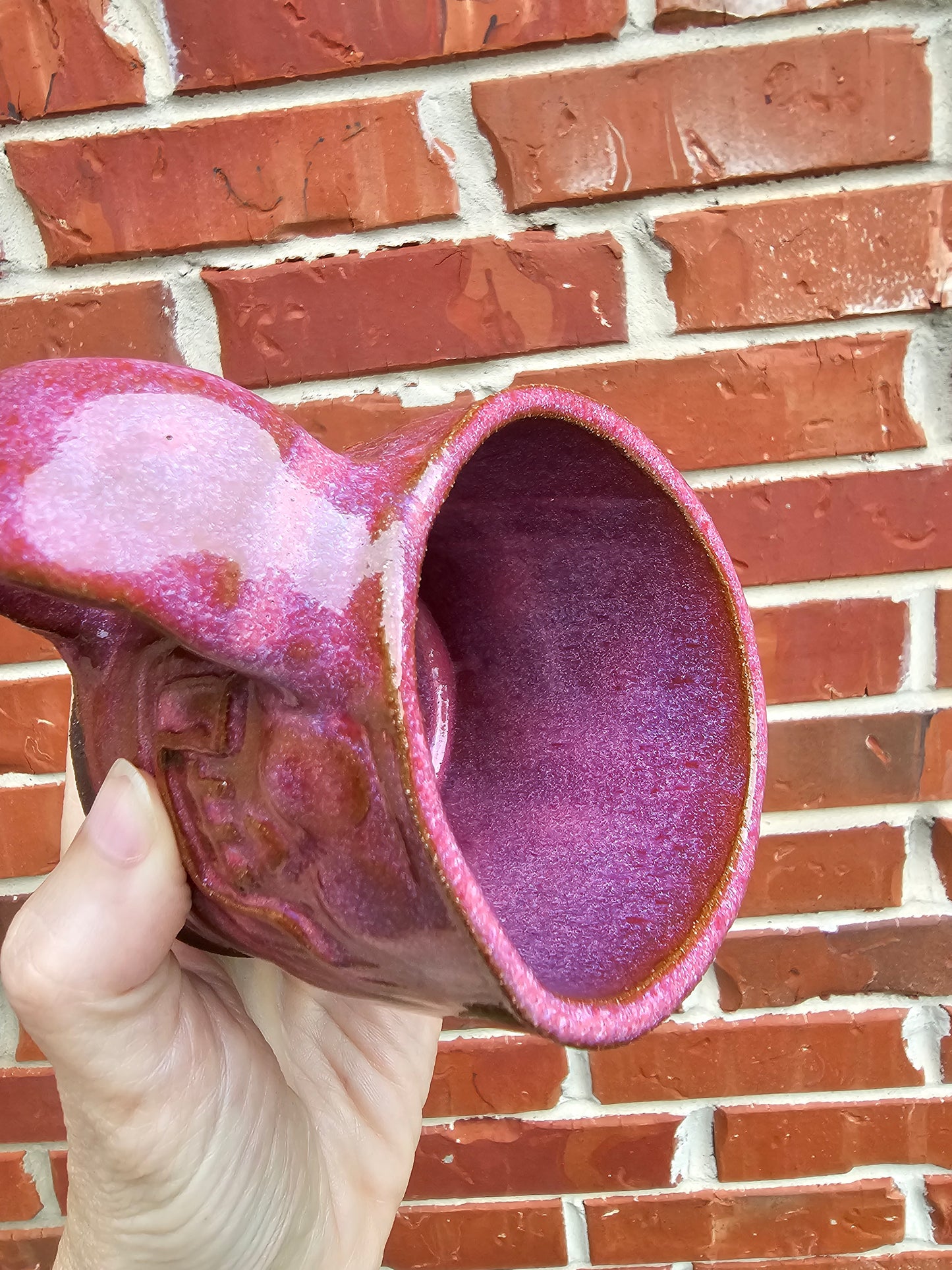 Raspberry Skull Slab Built Ceramic Mug