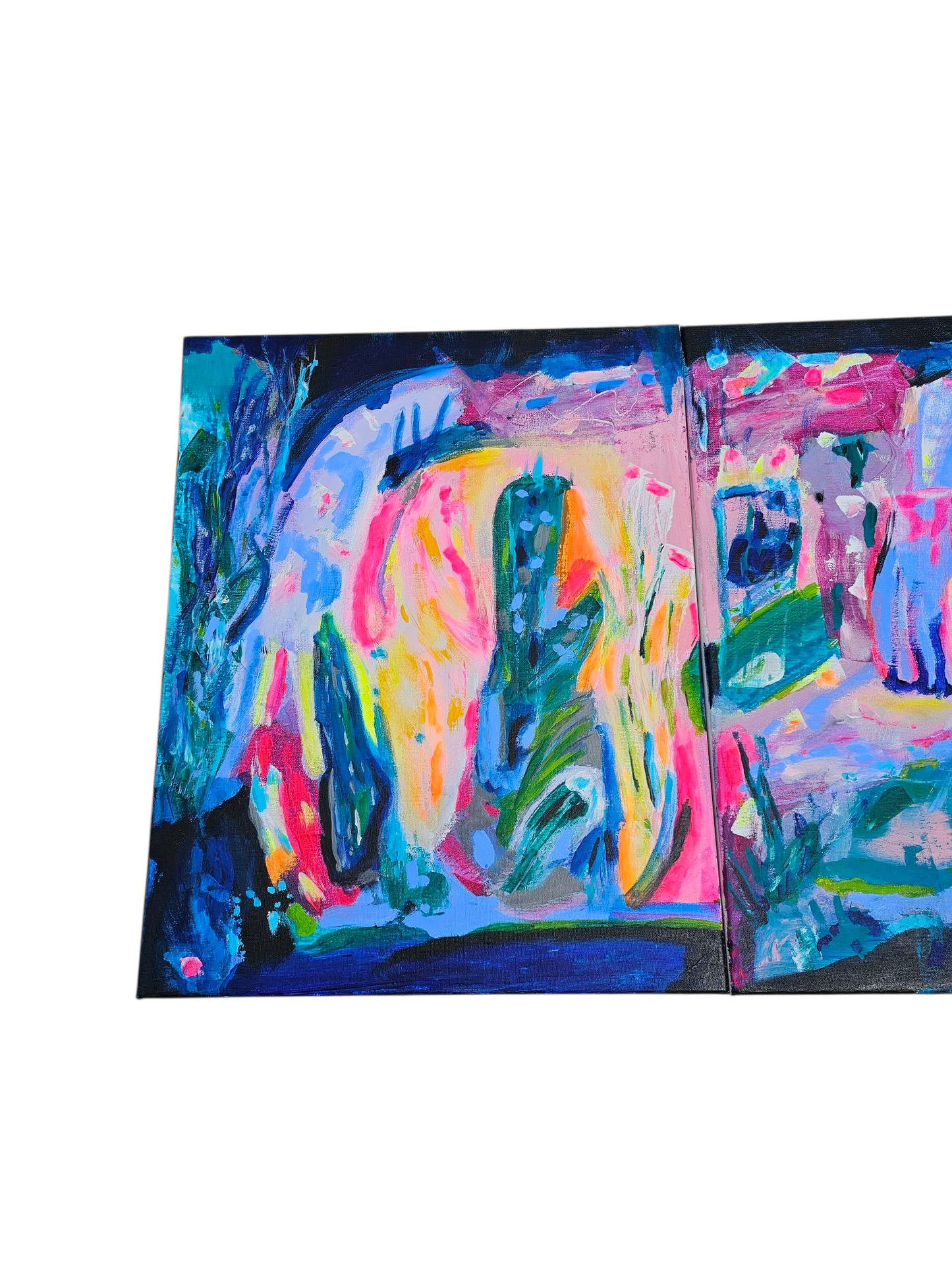 JOY RIOT 2 panel Original Art each 16 x 20 x 1 ( 32 x 40)