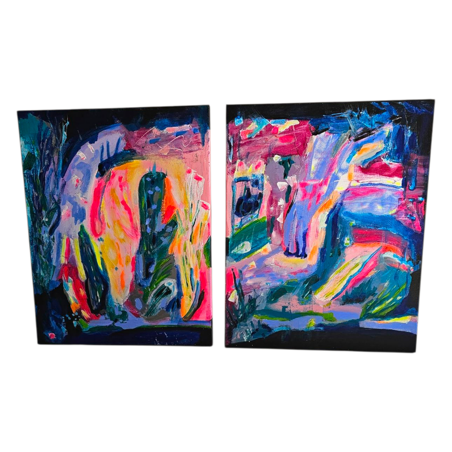 JOY RIOT 2 panel Original Art each 16 x 20 x 1 ( 32 x 40)