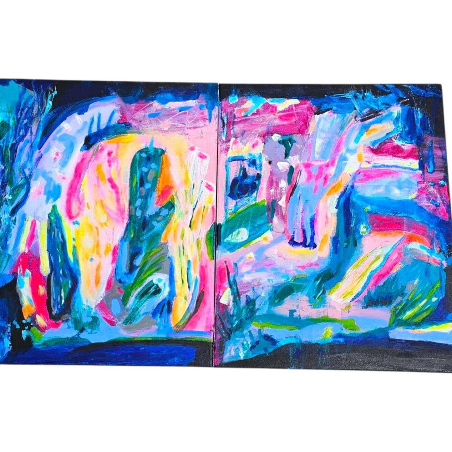 JOY RIOT 2 panel Original Art each 16 x 20 x 1 ( 32 x 40)
