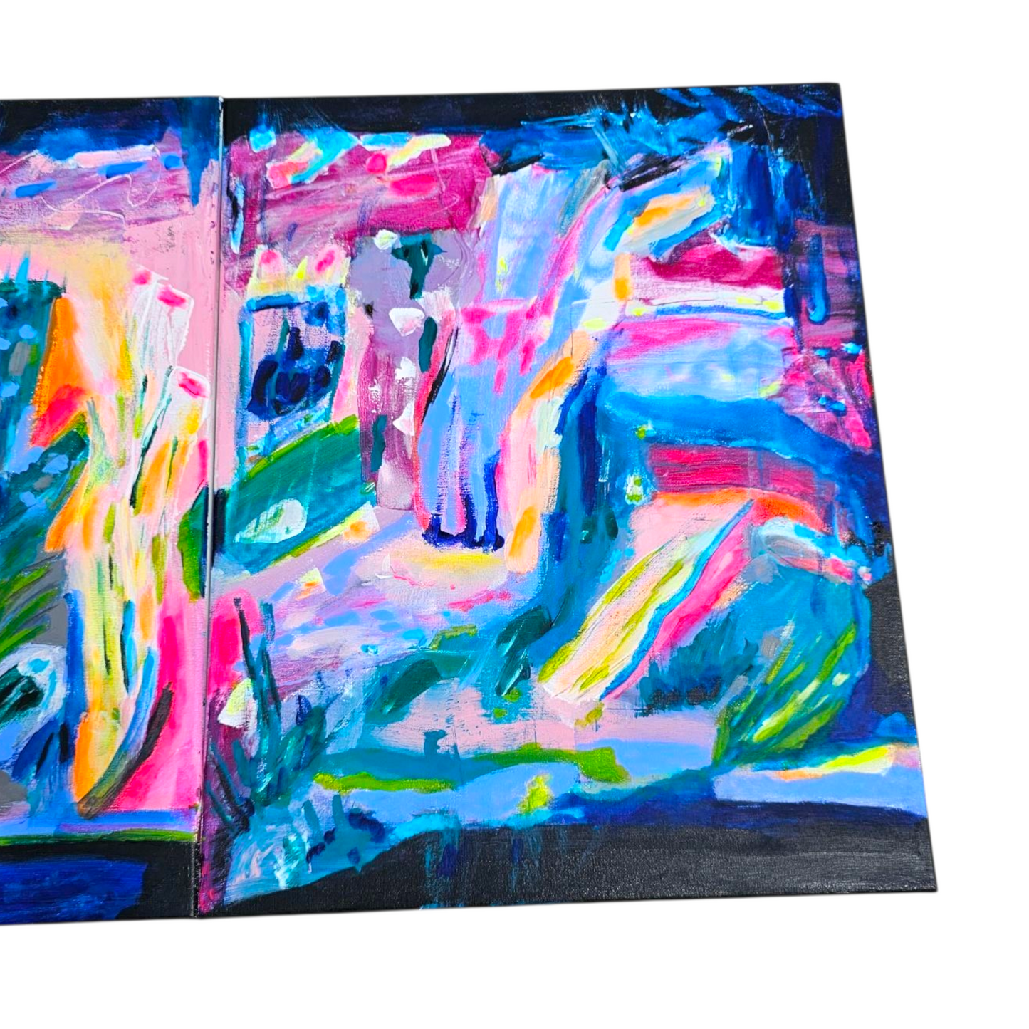 JOY RIOT 2 panel Original Art each 16 x 20 x 1 ( 32 x 40)