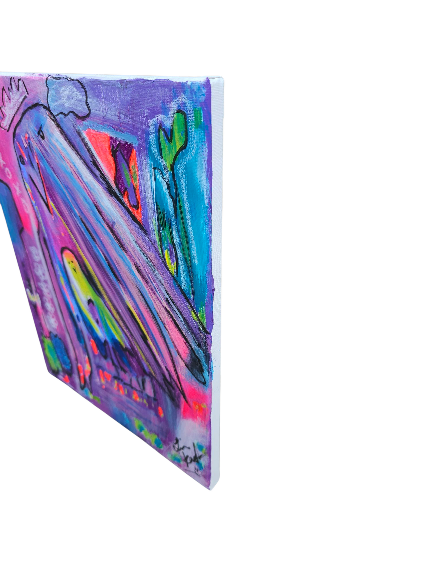 Cellophane Birds abstract original Art painting 11 x 14 x 5/8