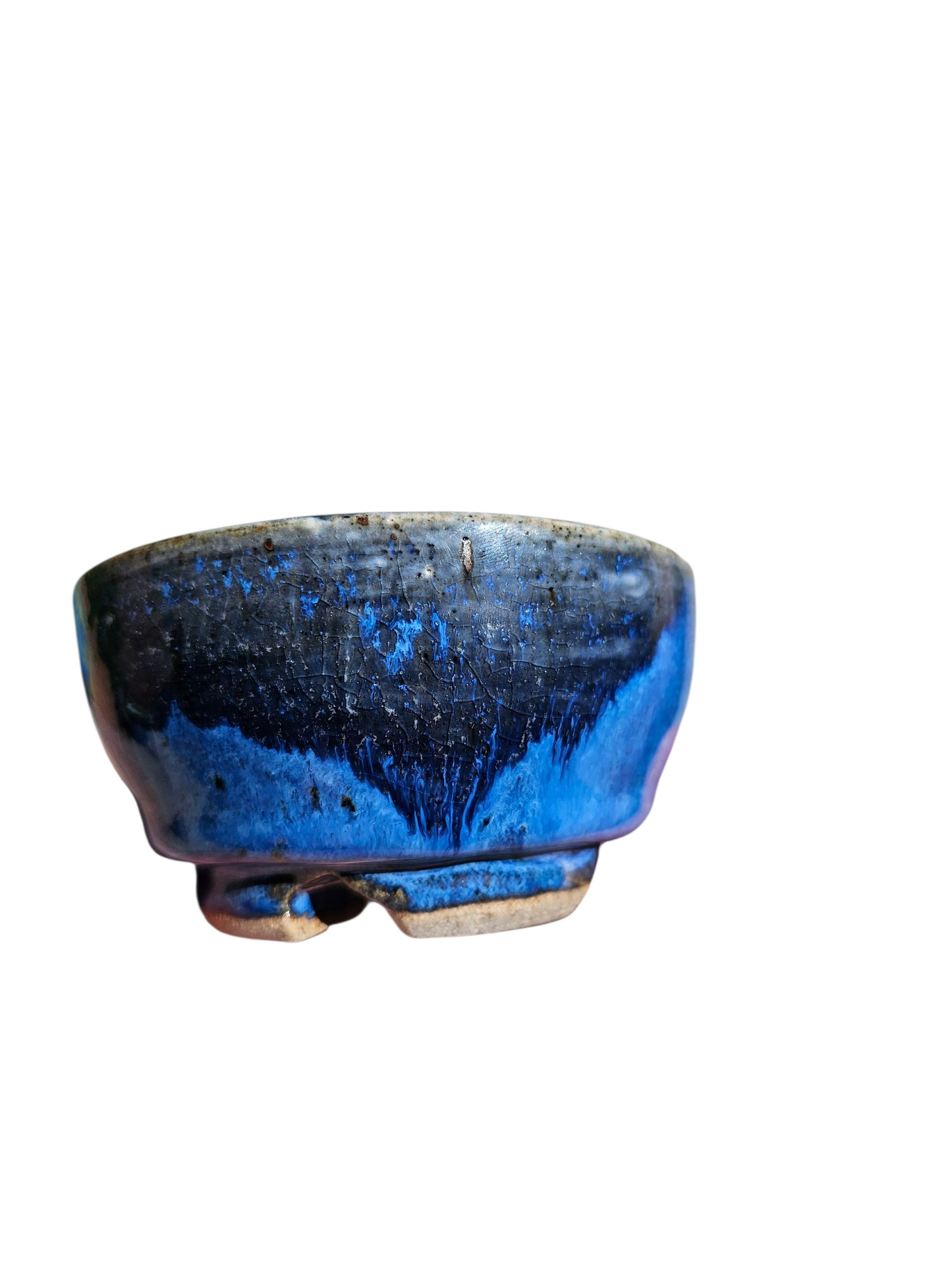 Green Tea Oasis Teabowl Chawan with Carved Foot