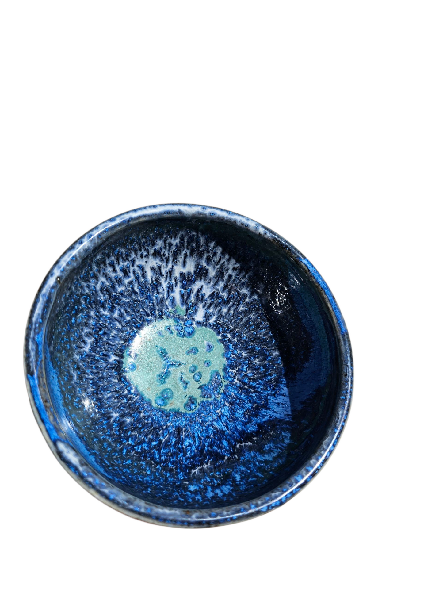 Green Tea Oasis Teabowl Chawan with Carved Foot