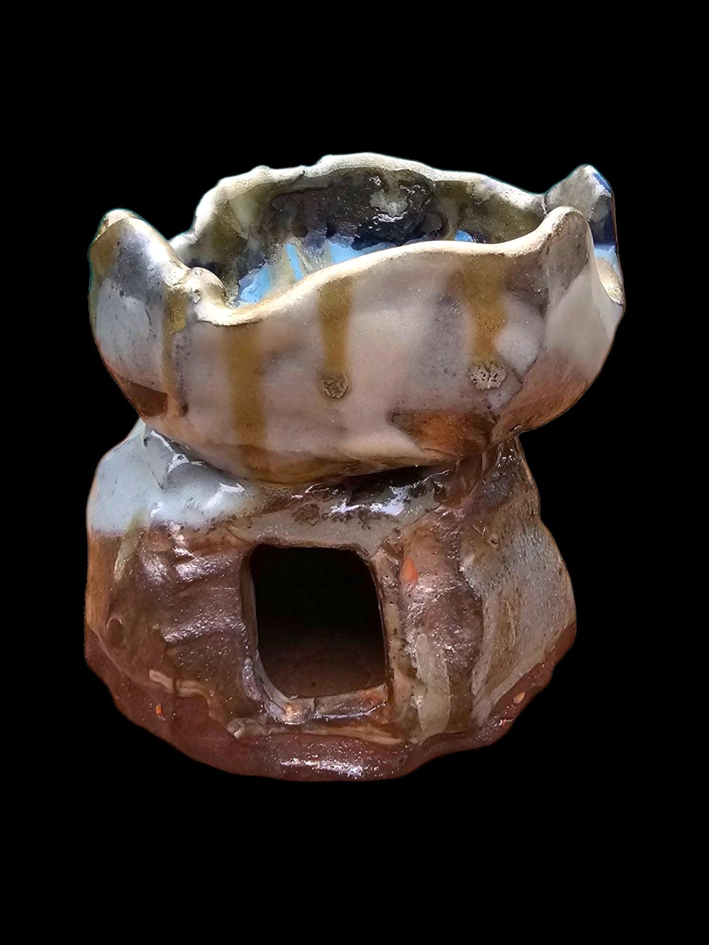 Soda Fired Stoneware Sculpture: Abstract Ceramic stack brutalist nature inspired avant garde