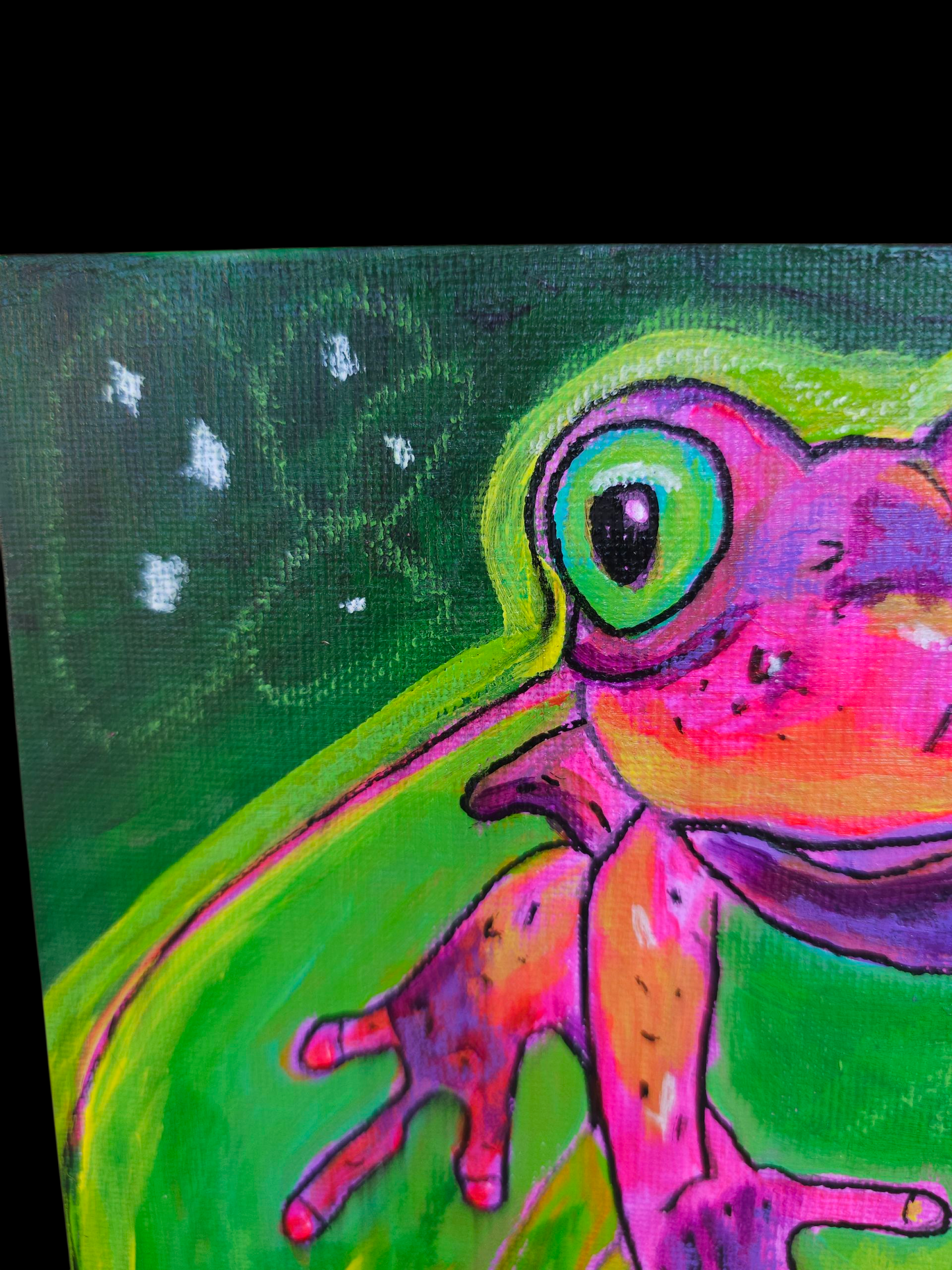 Psychedelic Tree Frog Original Art 8 x 10 on Canvas Board