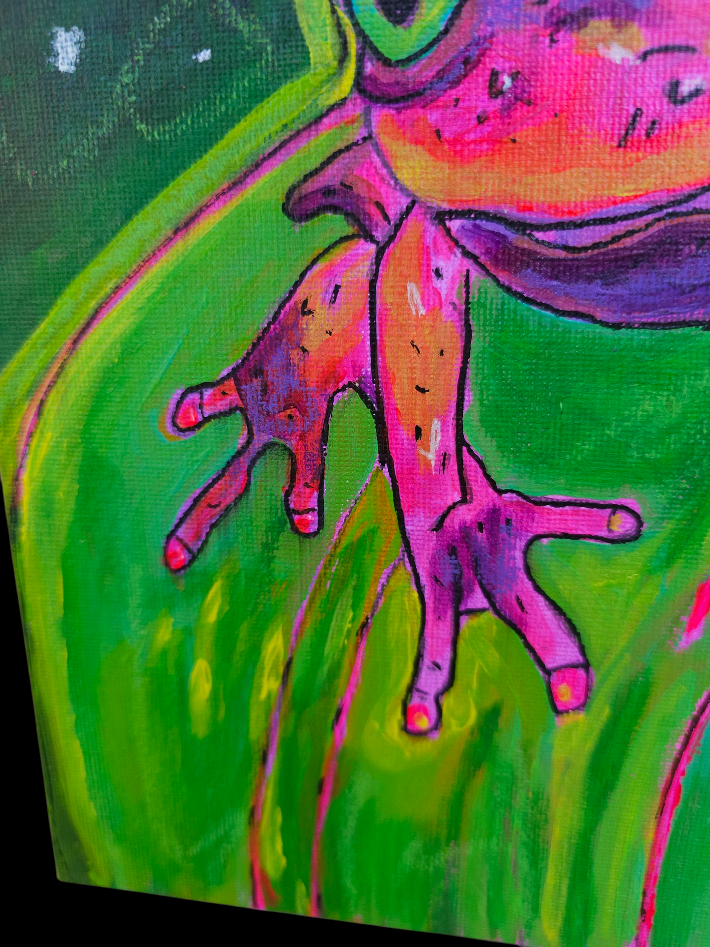 Psychedelic Tree Frog Original Art 8 x 10 on Canvas Board