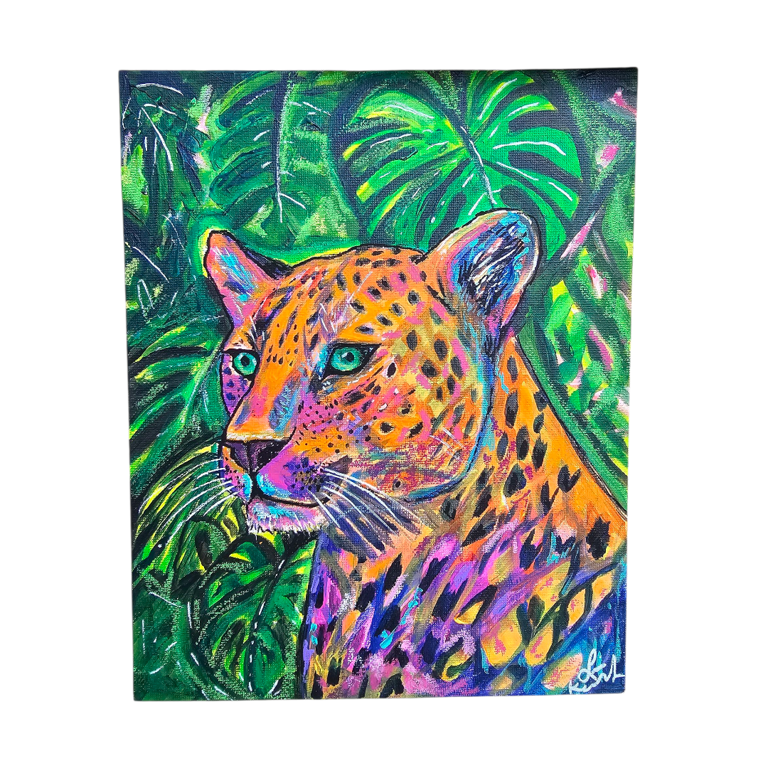 Abstract Leopard Original Art on Canvas Board 8 x 10