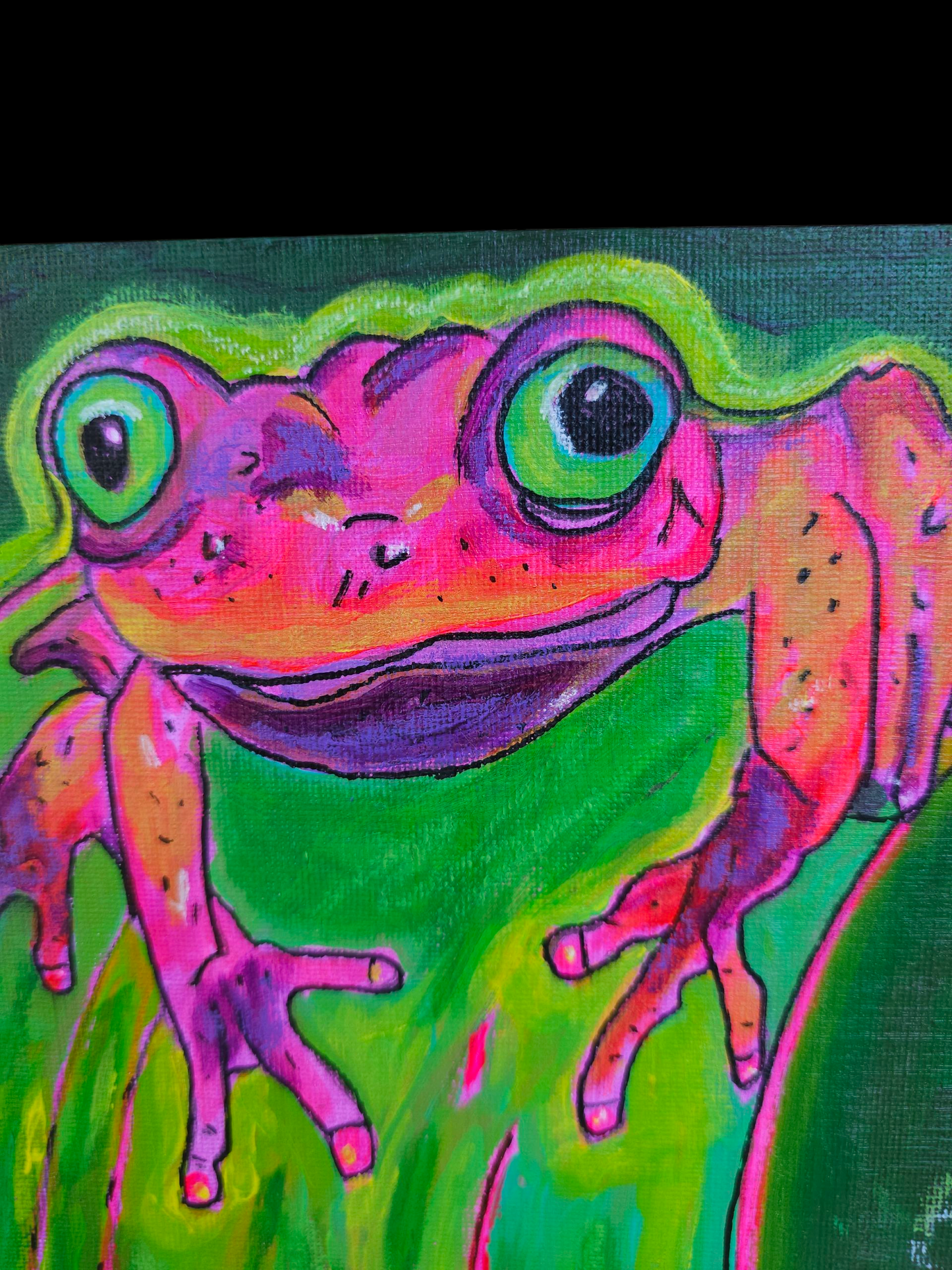 Psychedelic Tree Frog Original Art 8 x 10 on Canvas Board