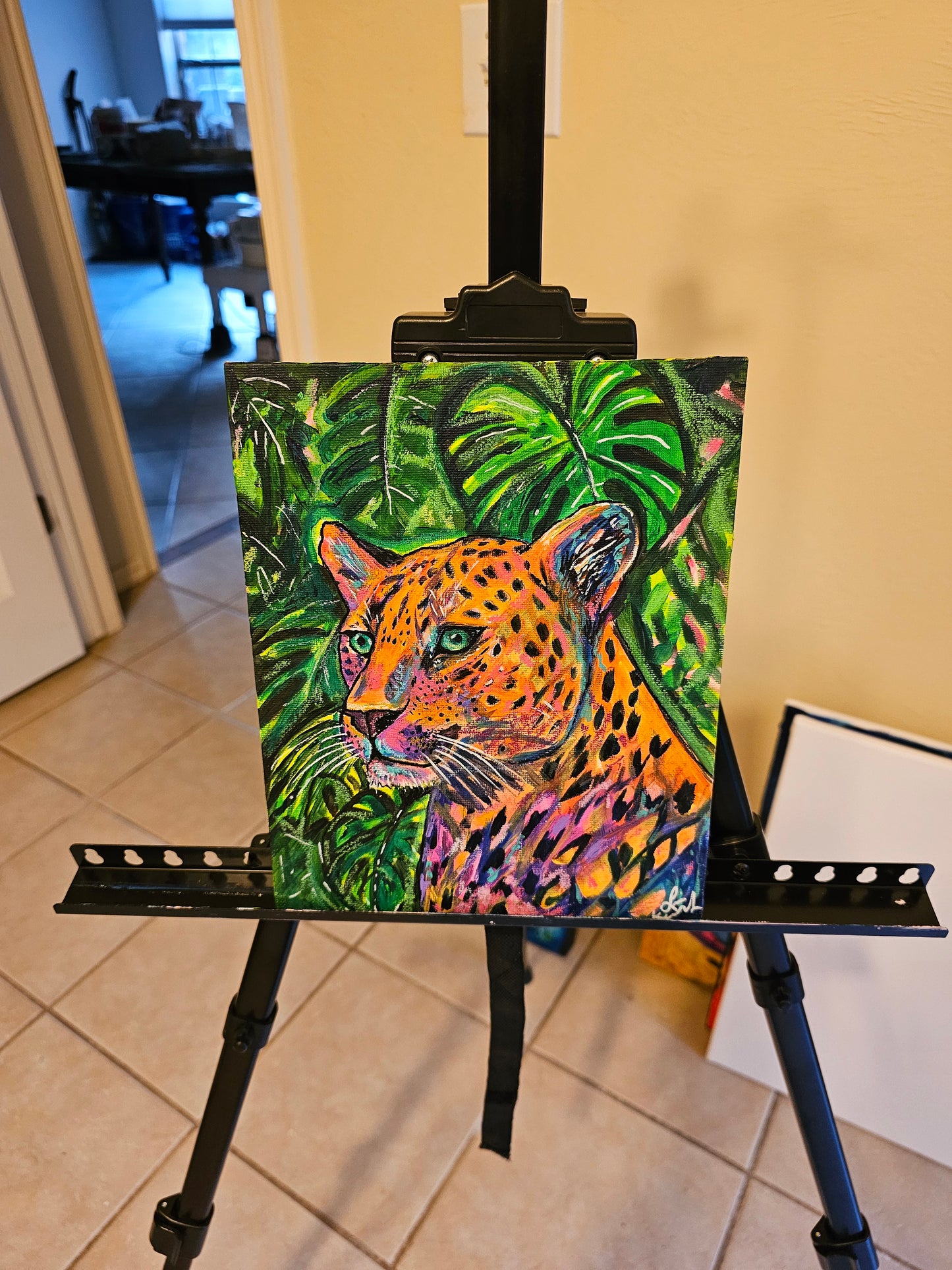 Abstract Leopard Original Art on Canvas Board 8 x 10