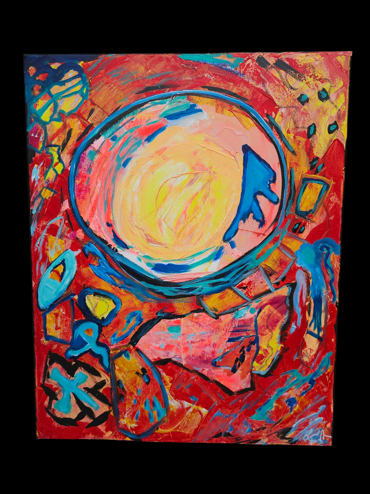 "Another Sun" 16 x 20 original Abstract acrylic painting on stretched canvas
