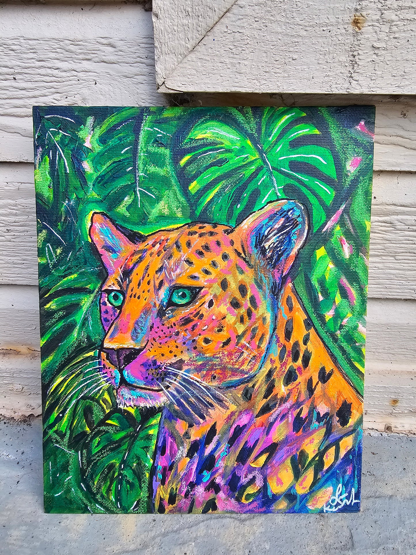 Abstract Leopard Original Art on Canvas Board 8 x 10