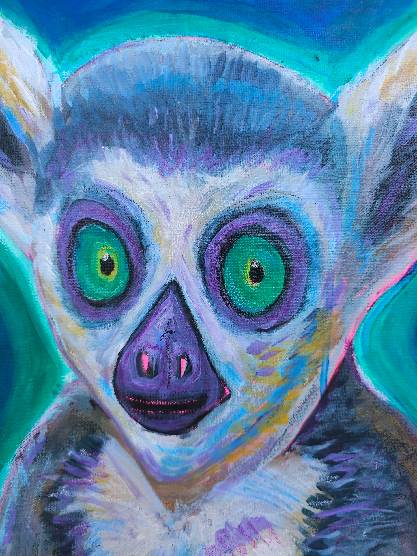 Starry Night Lemur 16 x 20 original Art on Stretched Canvas