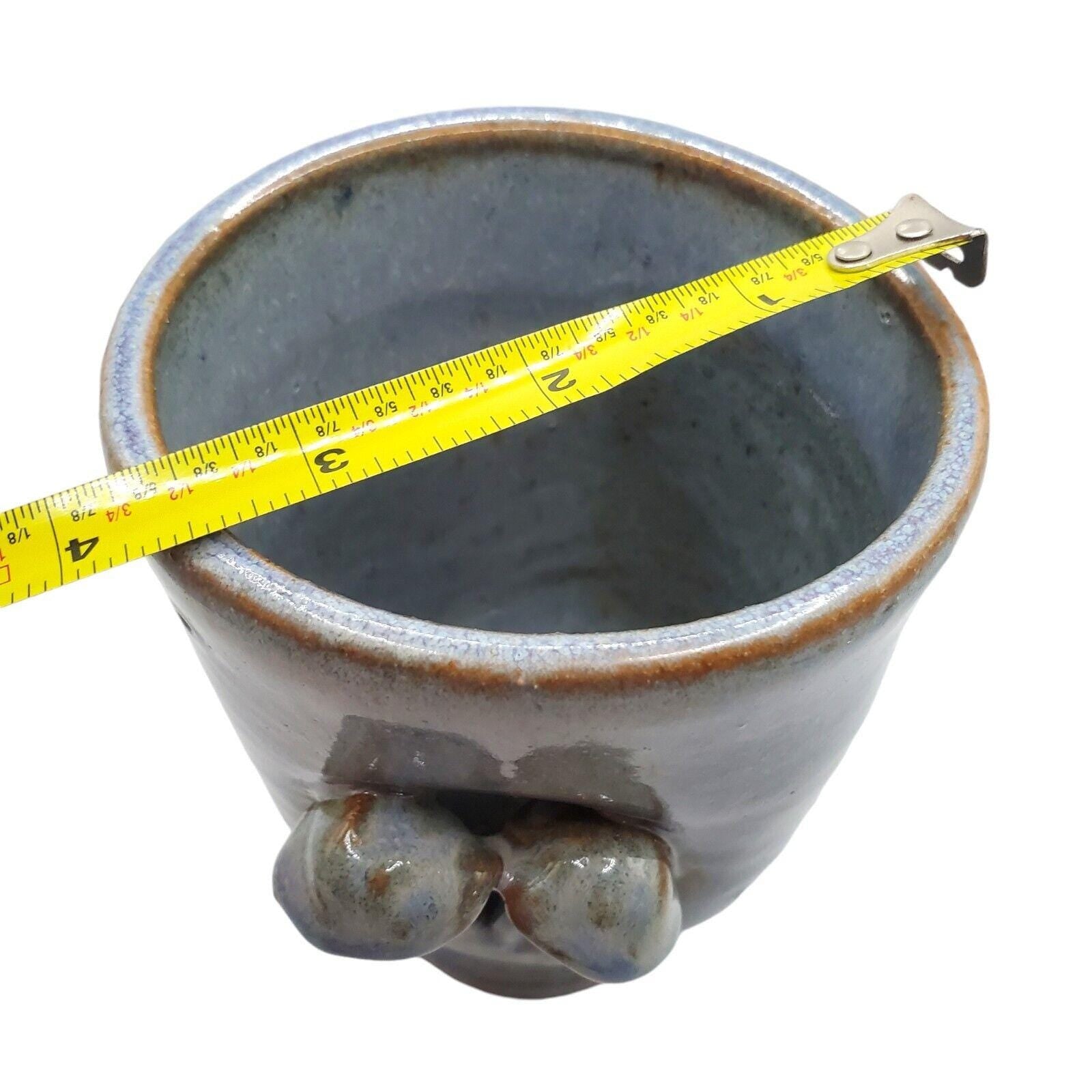 Handmade Ceramic Mushroom Vase: Blue Rutile Folk Art Pottery