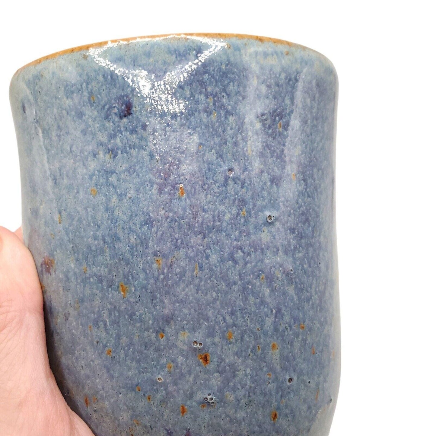 Handmade Ceramic Mushroom Vase: Blue Rutile Folk Art Pottery