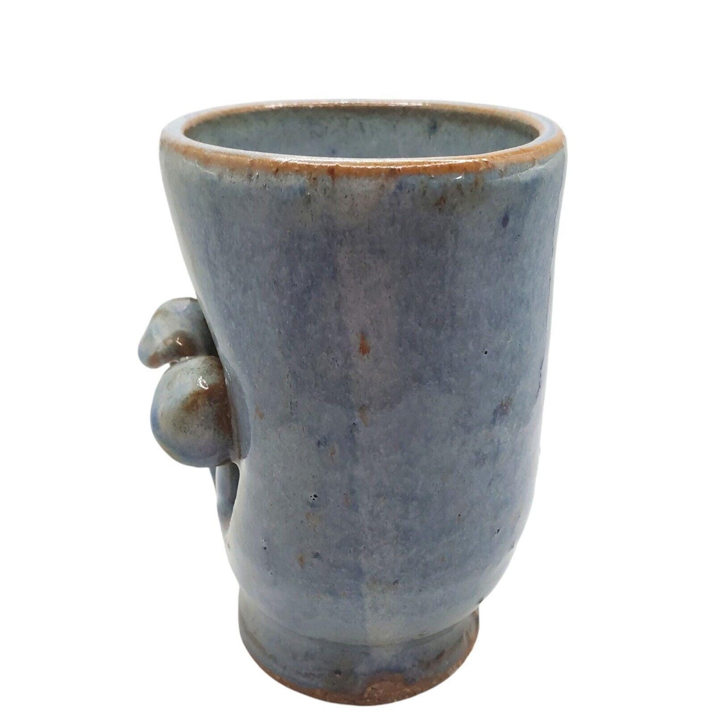 Handmade Ceramic Mushroom Vase: Blue Rutile Folk Art Pottery