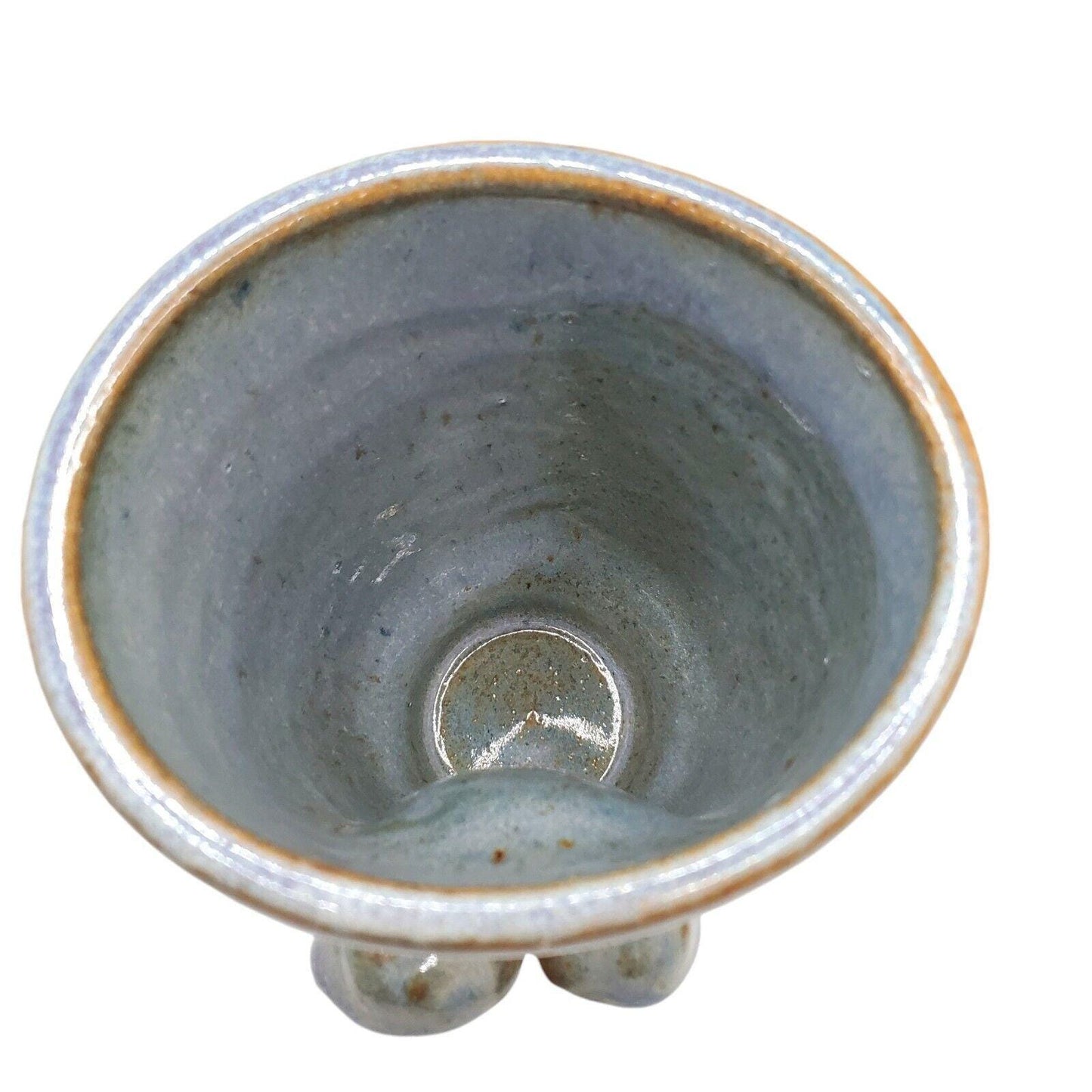 Handmade Ceramic Mushroom Vase: Blue Rutile Folk Art Pottery