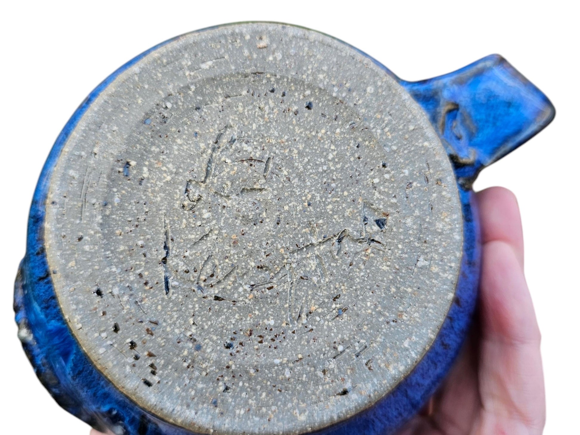 Handmade Evil Eye Mug: Blue Pottery, Mystical Protection, 12 oz
