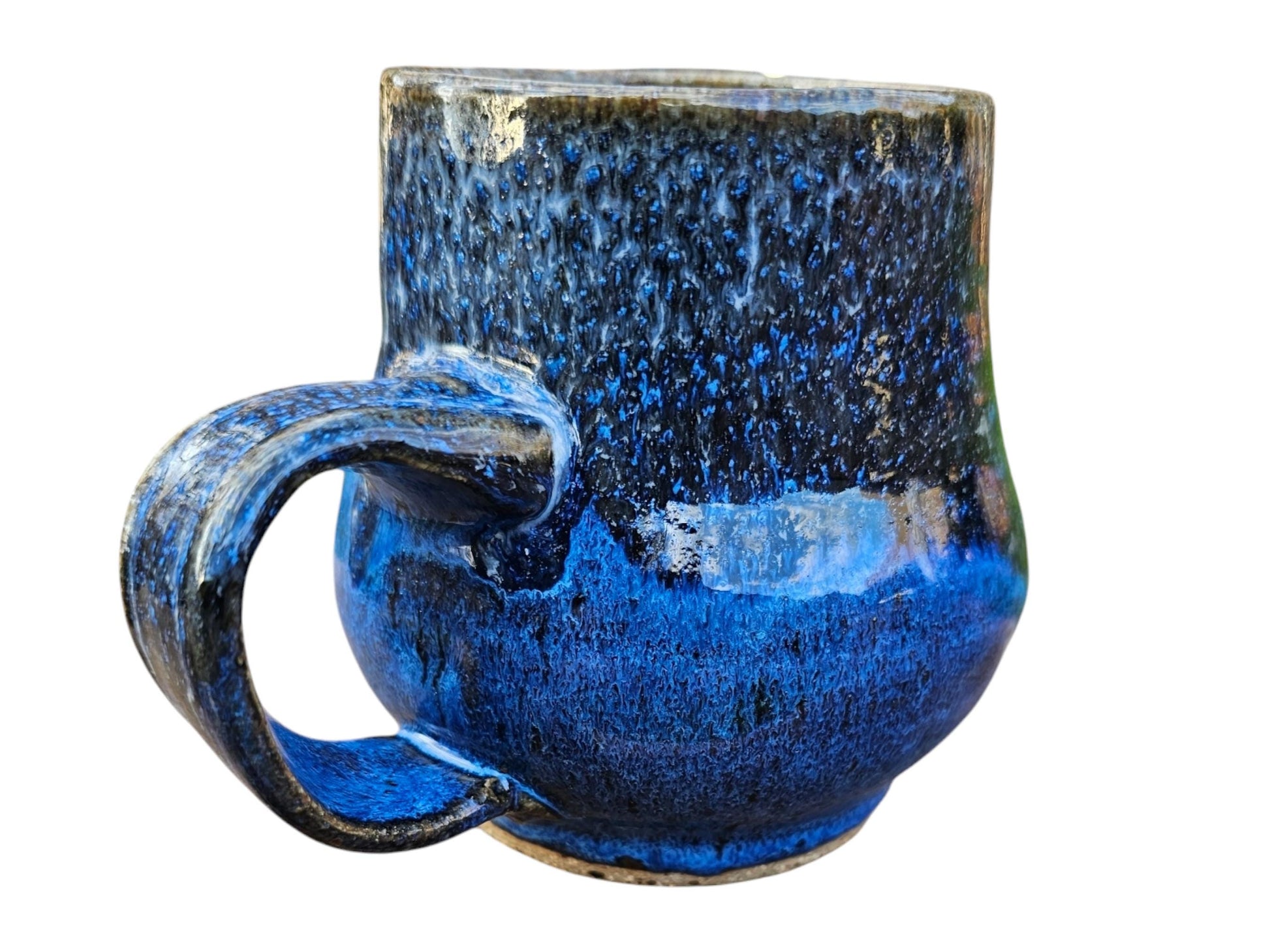 Handmade Evil Eye Mug: Blue Pottery, Mystical Protection, 12 oz
