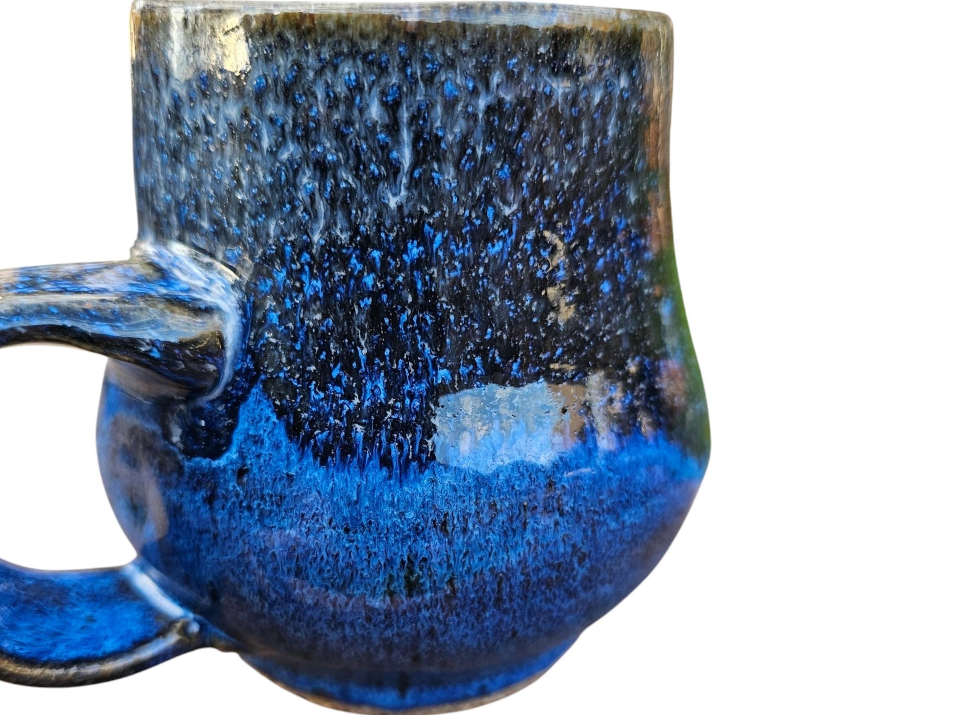 Handmade Evil Eye Mug: Blue Pottery, Mystical Protection, 12 oz