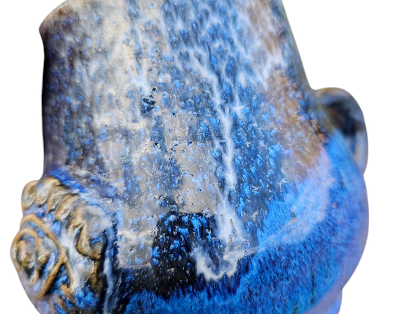 Handmade Evil Eye Mug: Blue Pottery, Mystical Protection, 12 oz