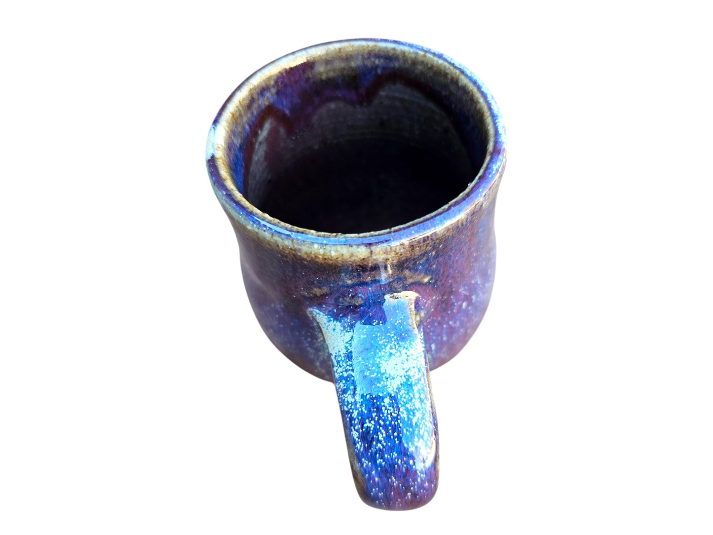 Handmade Celtic Knot Mug: Purple Titanium Crystal Pottery, 8 oz Gas Fired
