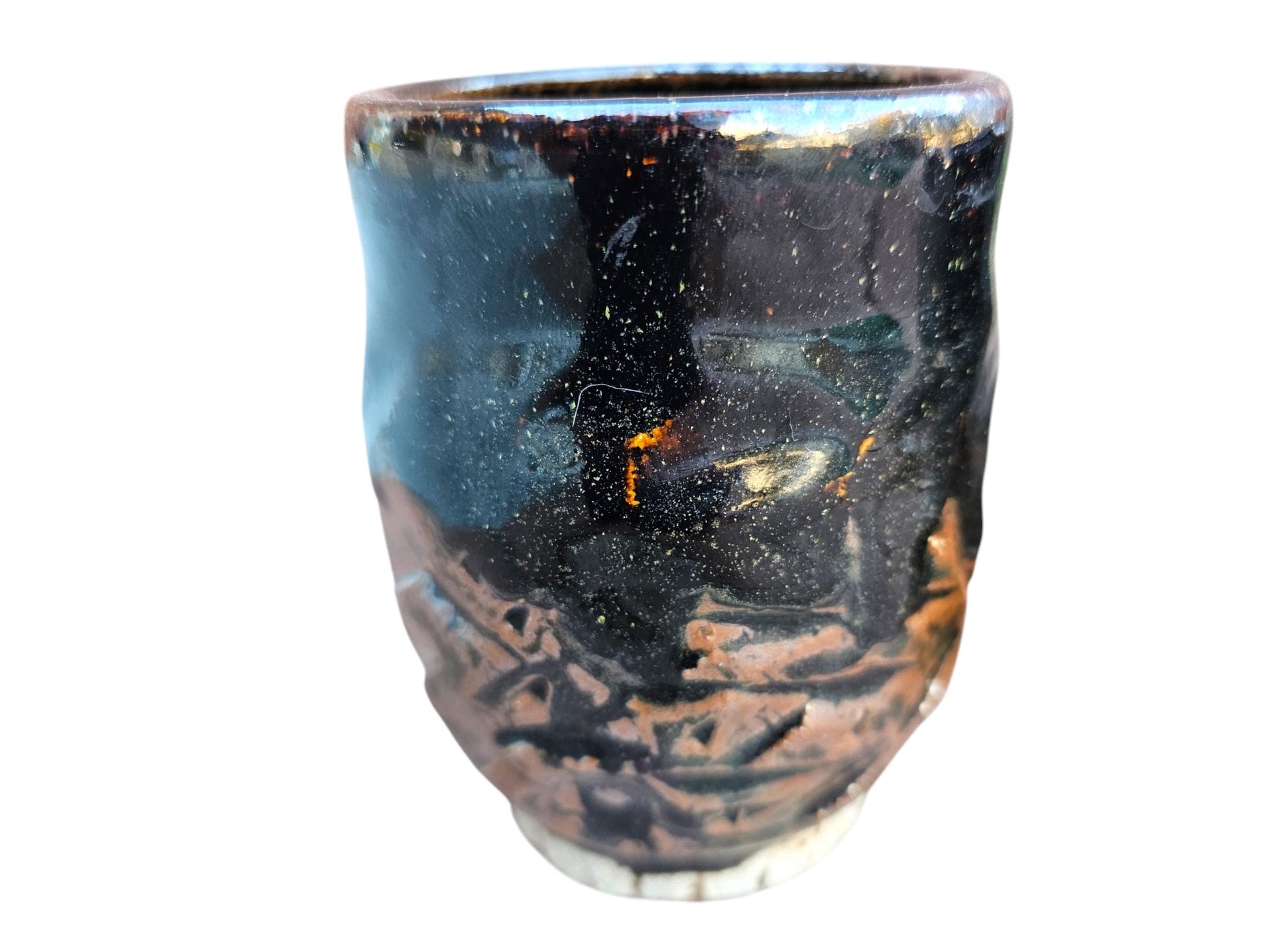 Set of 3: Hand-Carved Teadust Glaze Yunomi Cups