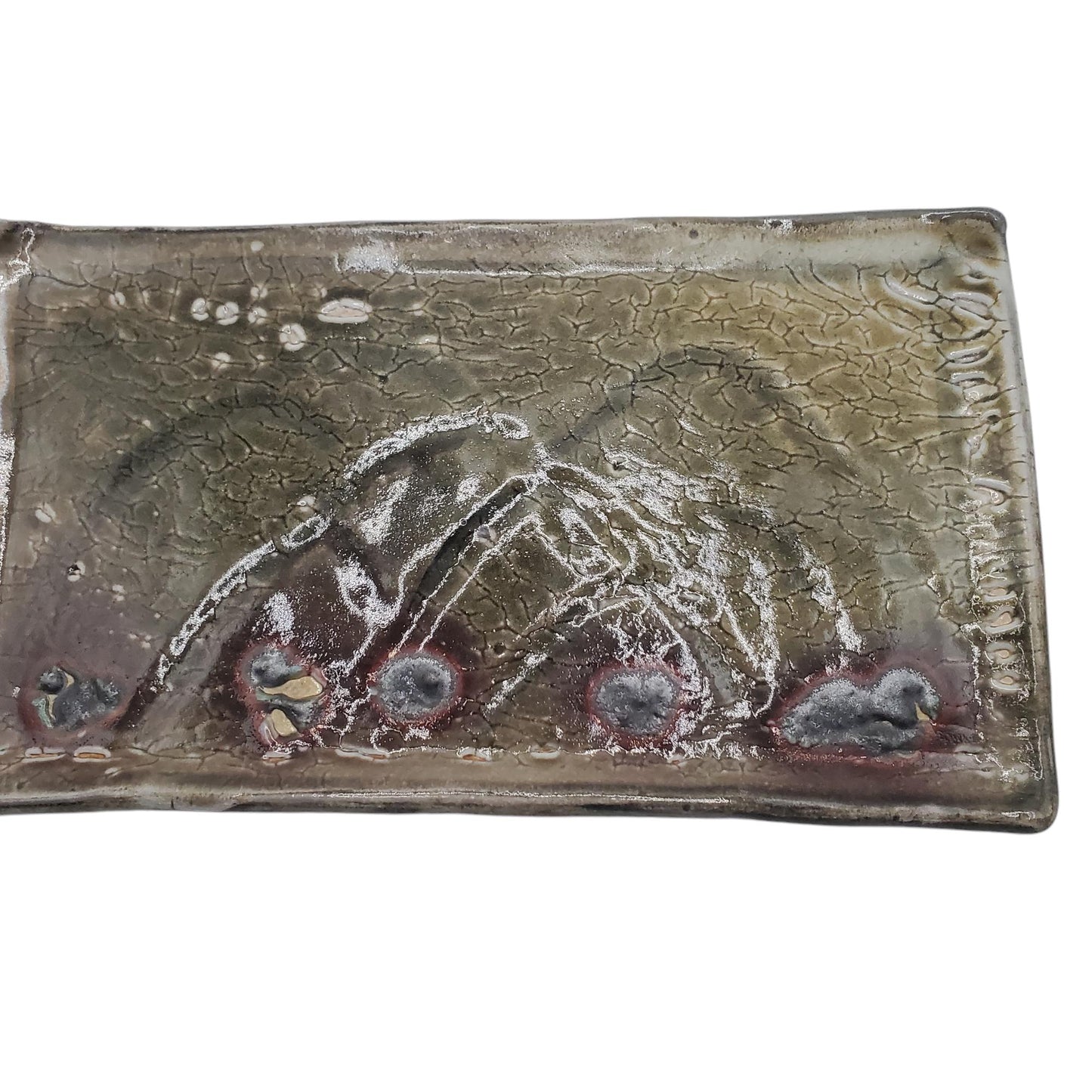 Soda Fired Ceramic Slab Plate: Rustic Wabi Sabi Sushi Charcuterie Tray