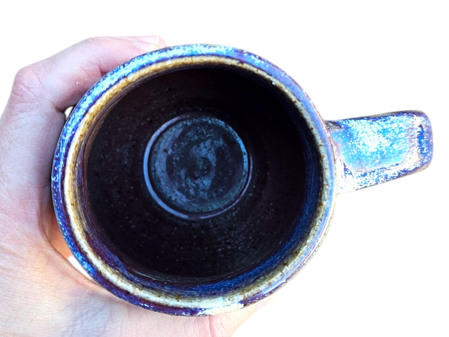 Handmade Celtic Knot Mug: Purple Titanium Crystal Pottery, 8 oz Gas Fired
