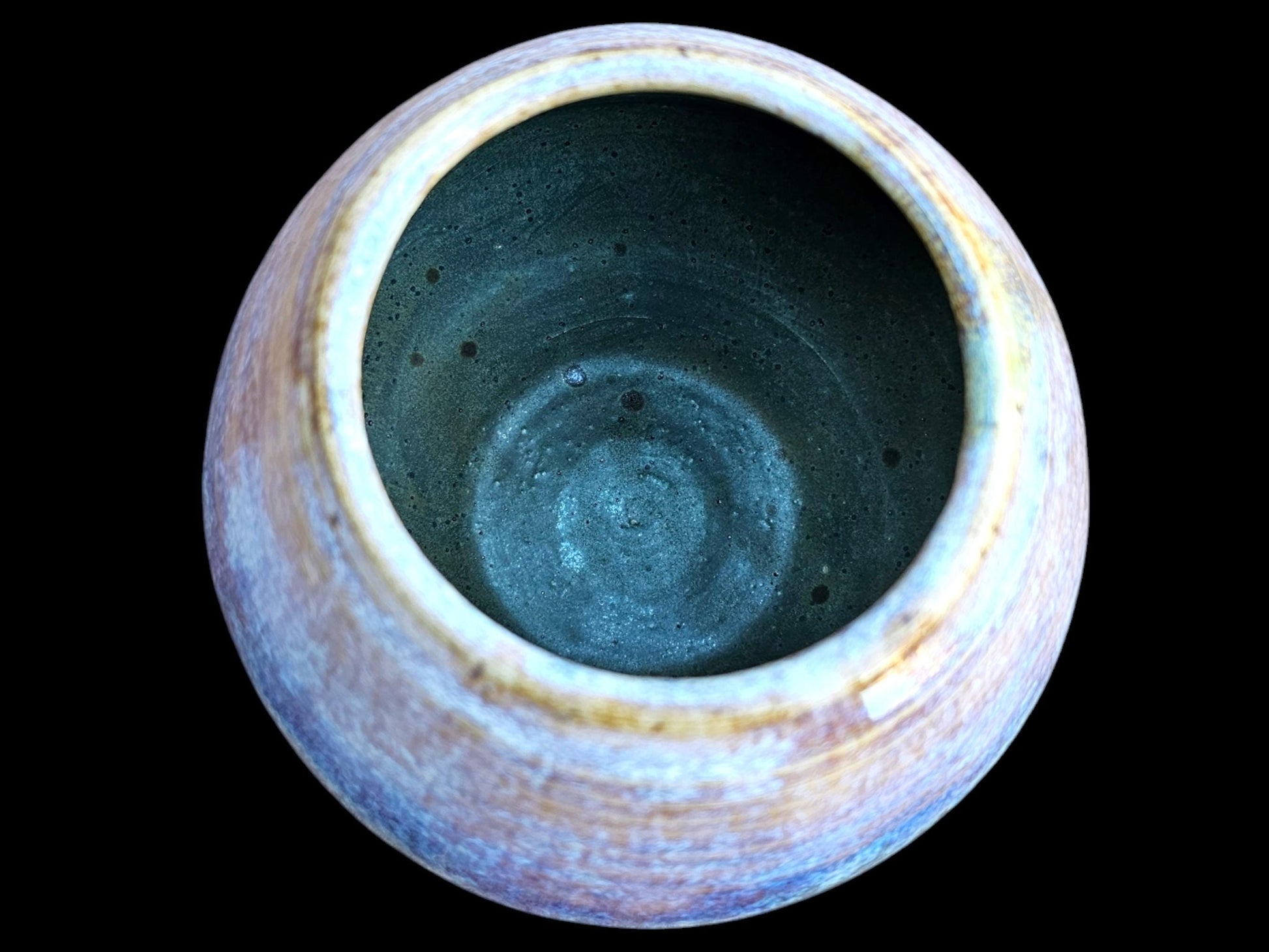 Handmade Ceramic round Jar Vase: Rainbow Lustre Glaze, Signed Art Pottery (6" x 4")