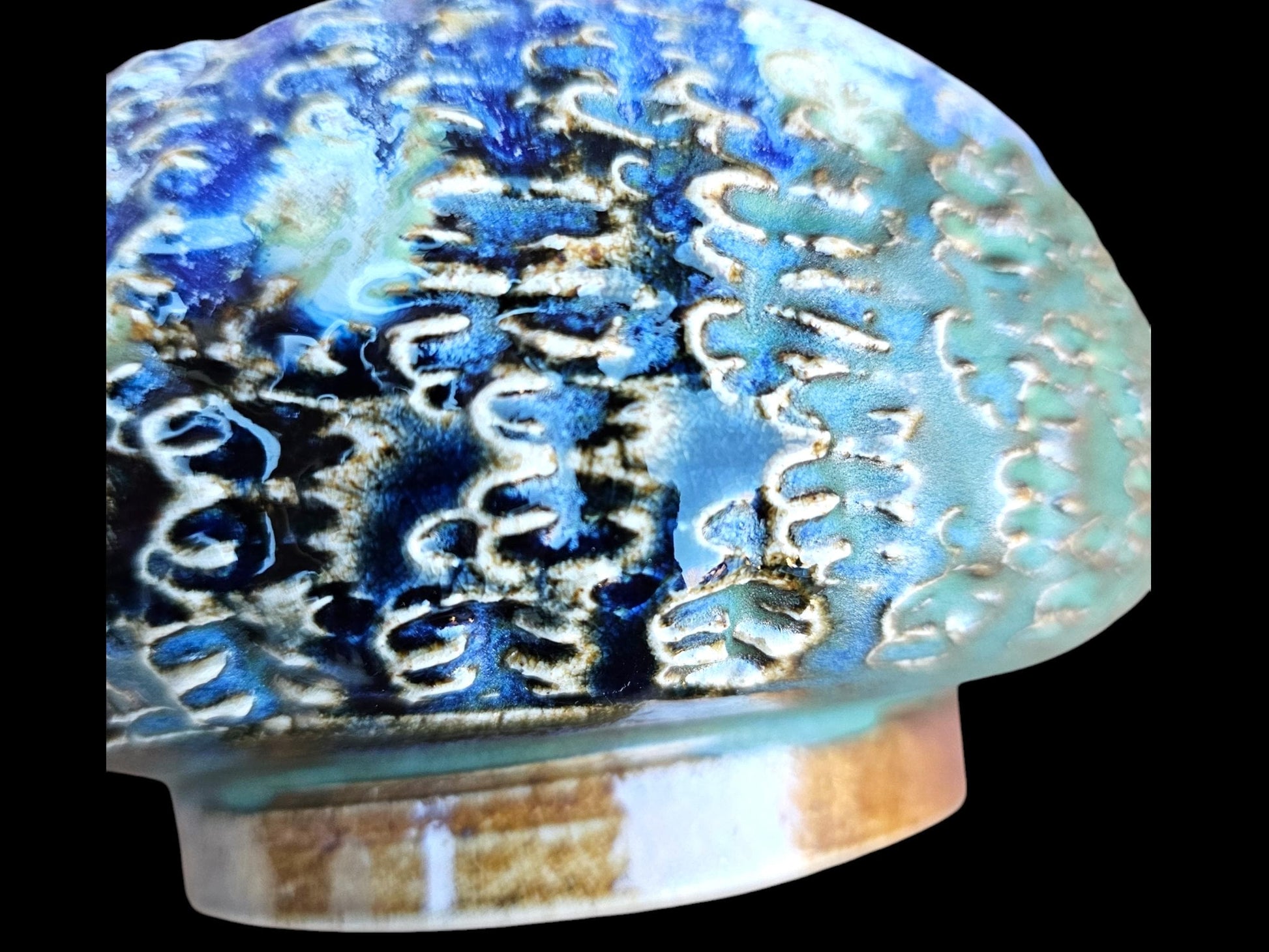 Textured Ceramic Urchin Vase: Soda Fired Blue Green Ikebana Decor