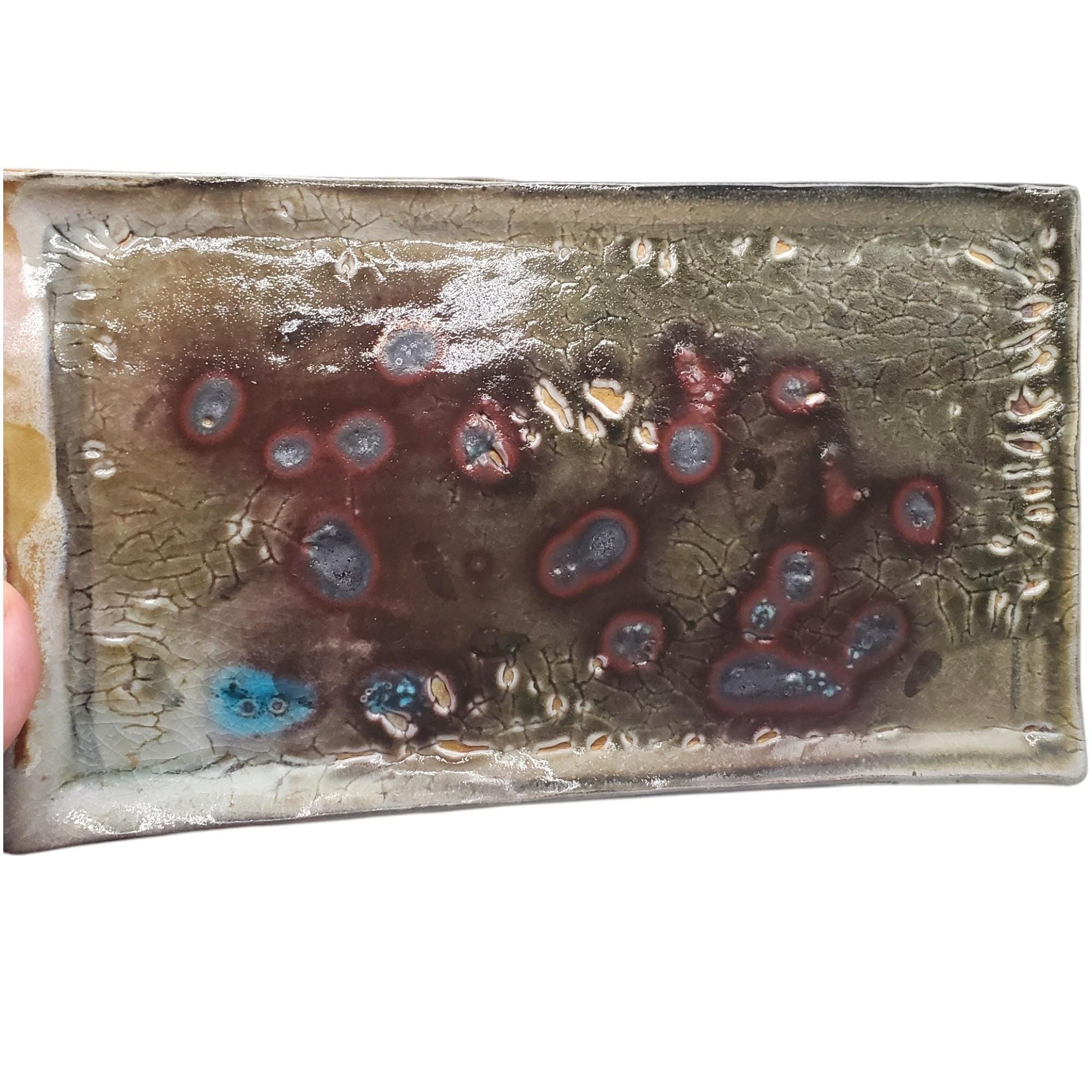 Soda Fired Ceramic Slab Plate: Rustic Wabi Sabi Sushi Charcuterie Tray