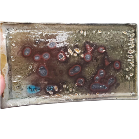 Soda Fired Ceramic Slab Plate: Rustic Wabi Sabi Sushi Charcuterie Tray