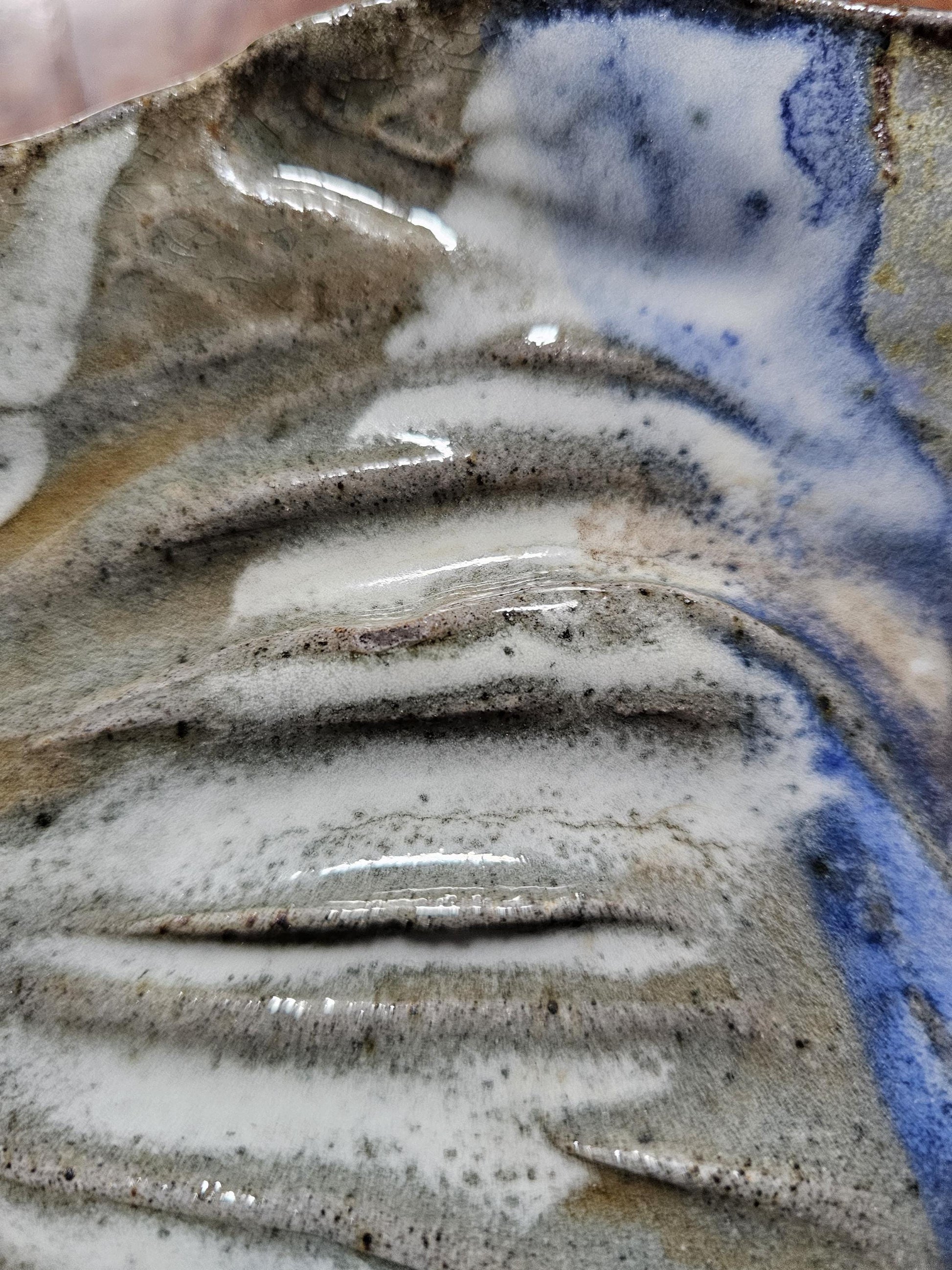 Soda Fired Ceramic rustic wabisabi abstract Slab Plate: Handmade folk Art, 9x9 pottery unique
