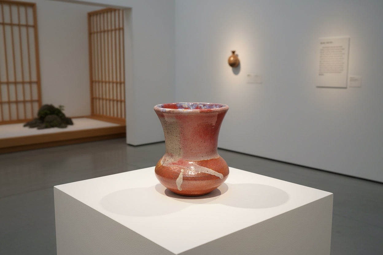 Soda Fired Ceramic Vase: Japanese Style Stoneware Art Pottery