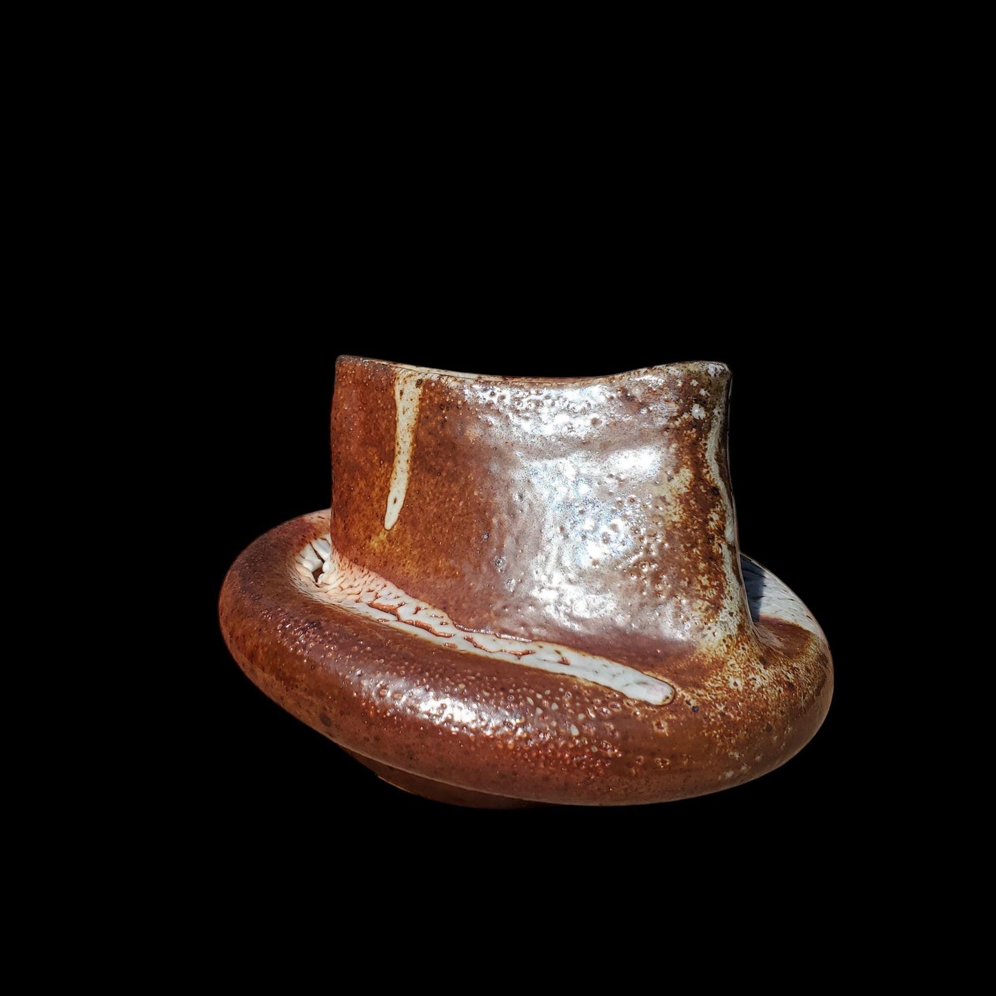 Handmade Stoneware Ikebana Vase: Shino Glaze Ceramic Sculpture