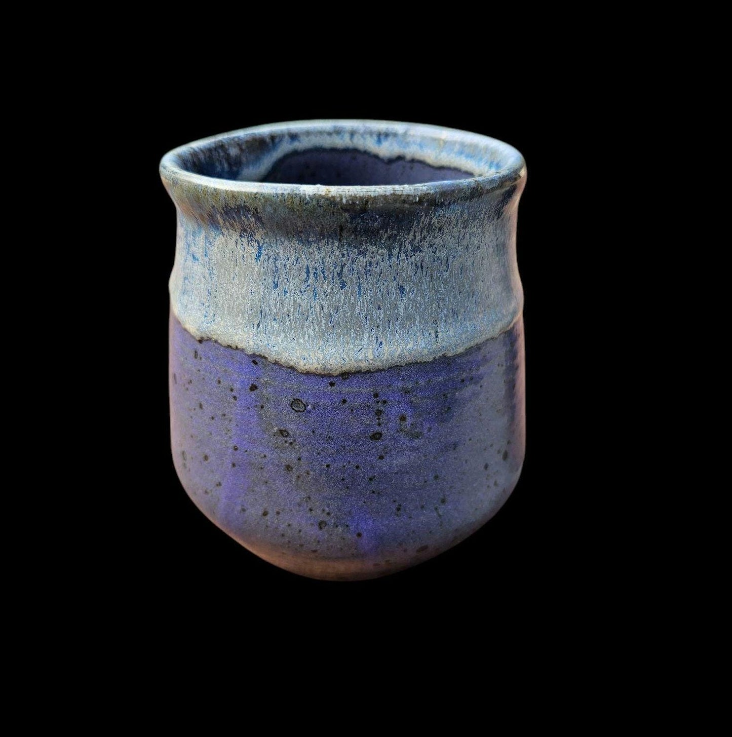 Signed Lin Kensington Stoneware Vase: Purple Ceramic Sculpture 5" Speckled clay Rustic