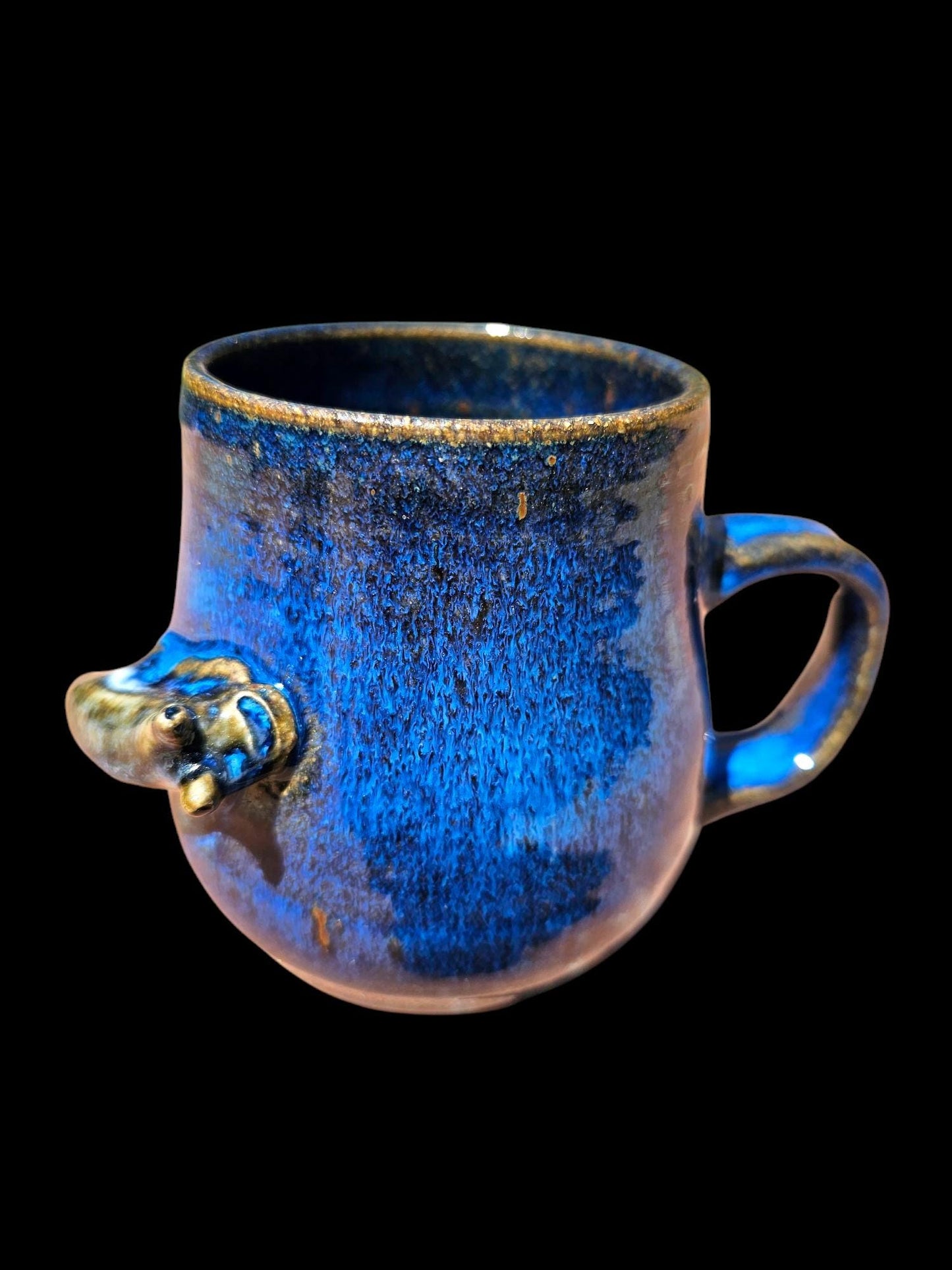 Handmade Slug Mug: Studio Pottery, Blue Stoneware, 12 oz