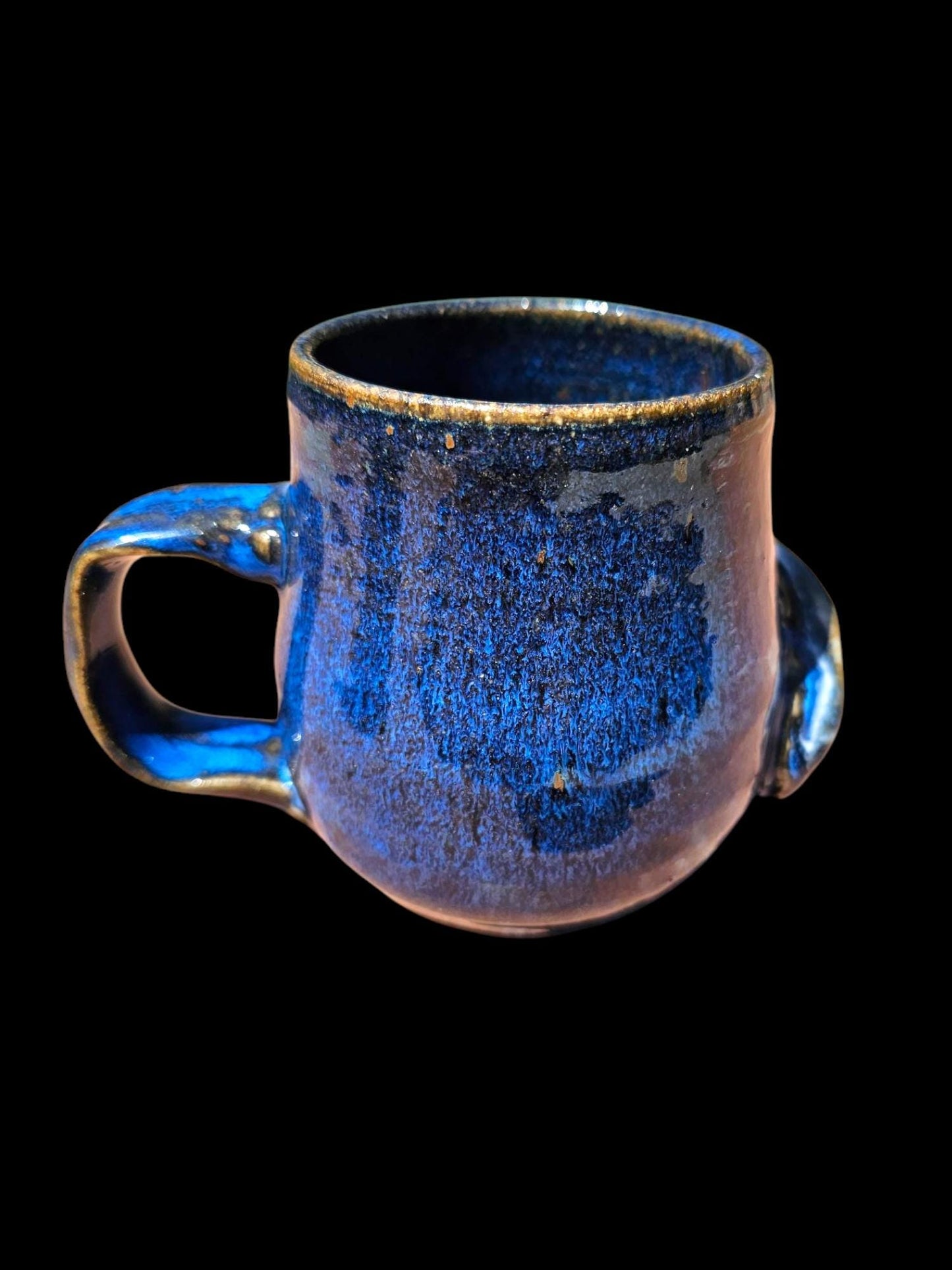 Handmade Slug Mug: Studio Pottery, Blue Stoneware, 12 oz