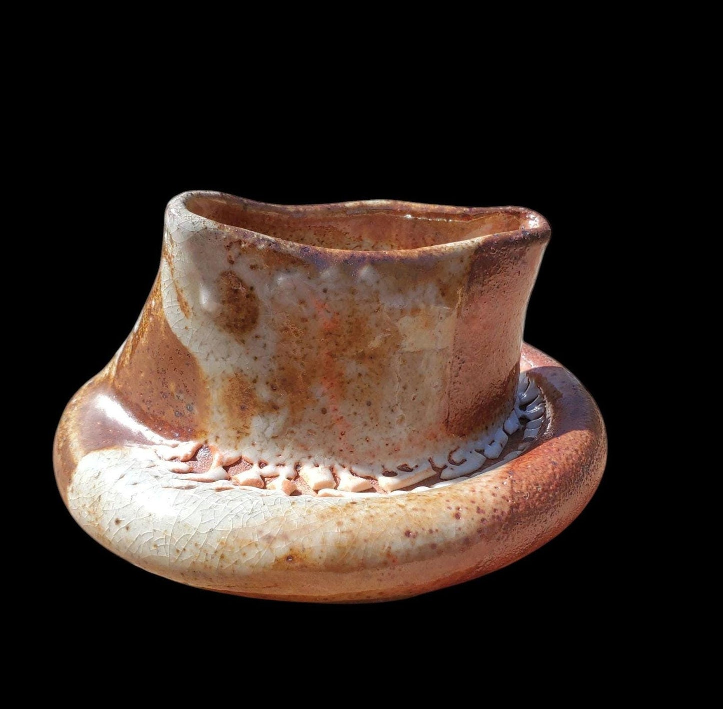 Handmade Stoneware Ikebana Vase: Shino Glaze Ceramic Sculpture