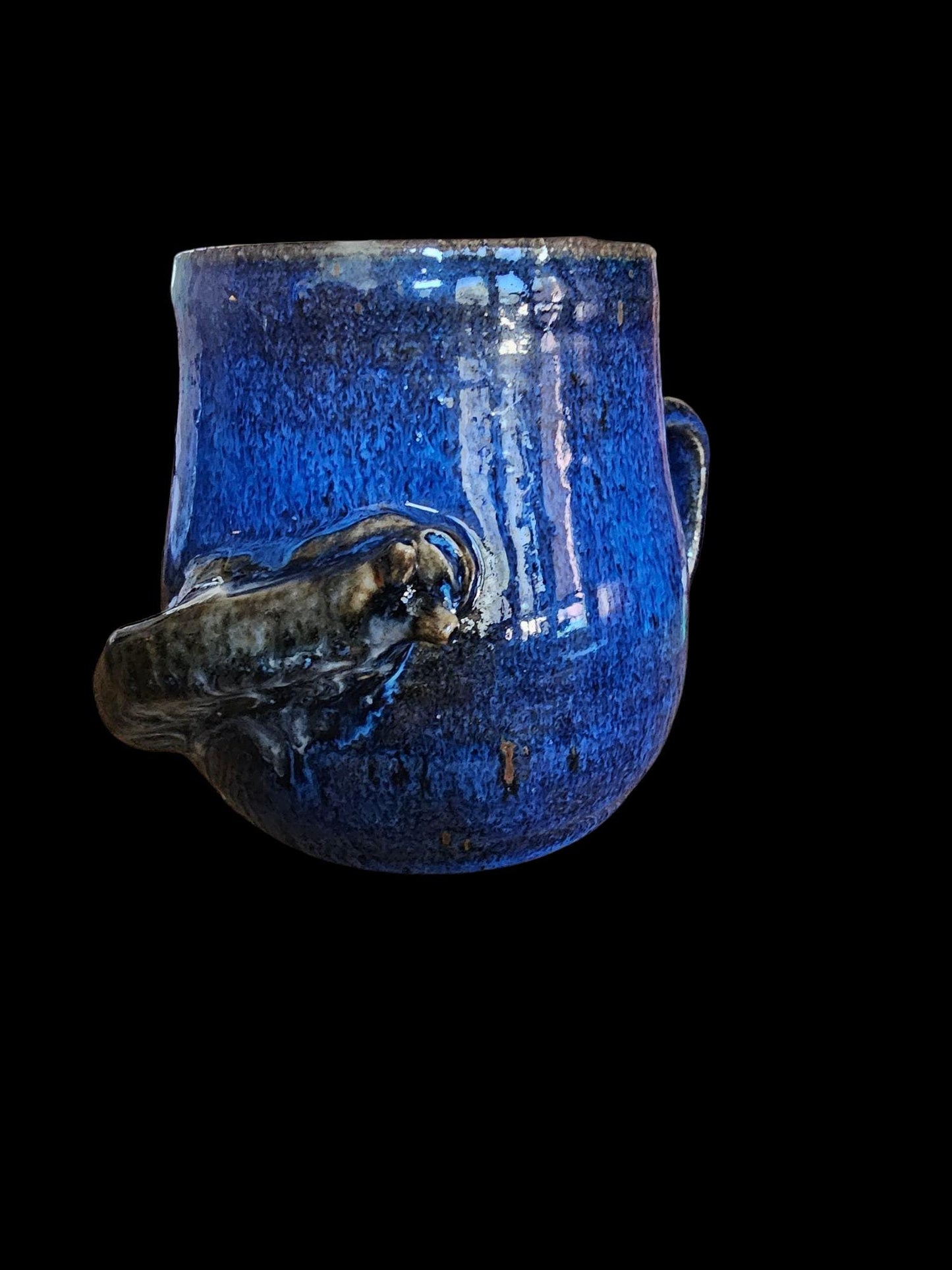 Handmade Slug Mug: Studio Pottery, Blue Stoneware, 12 oz