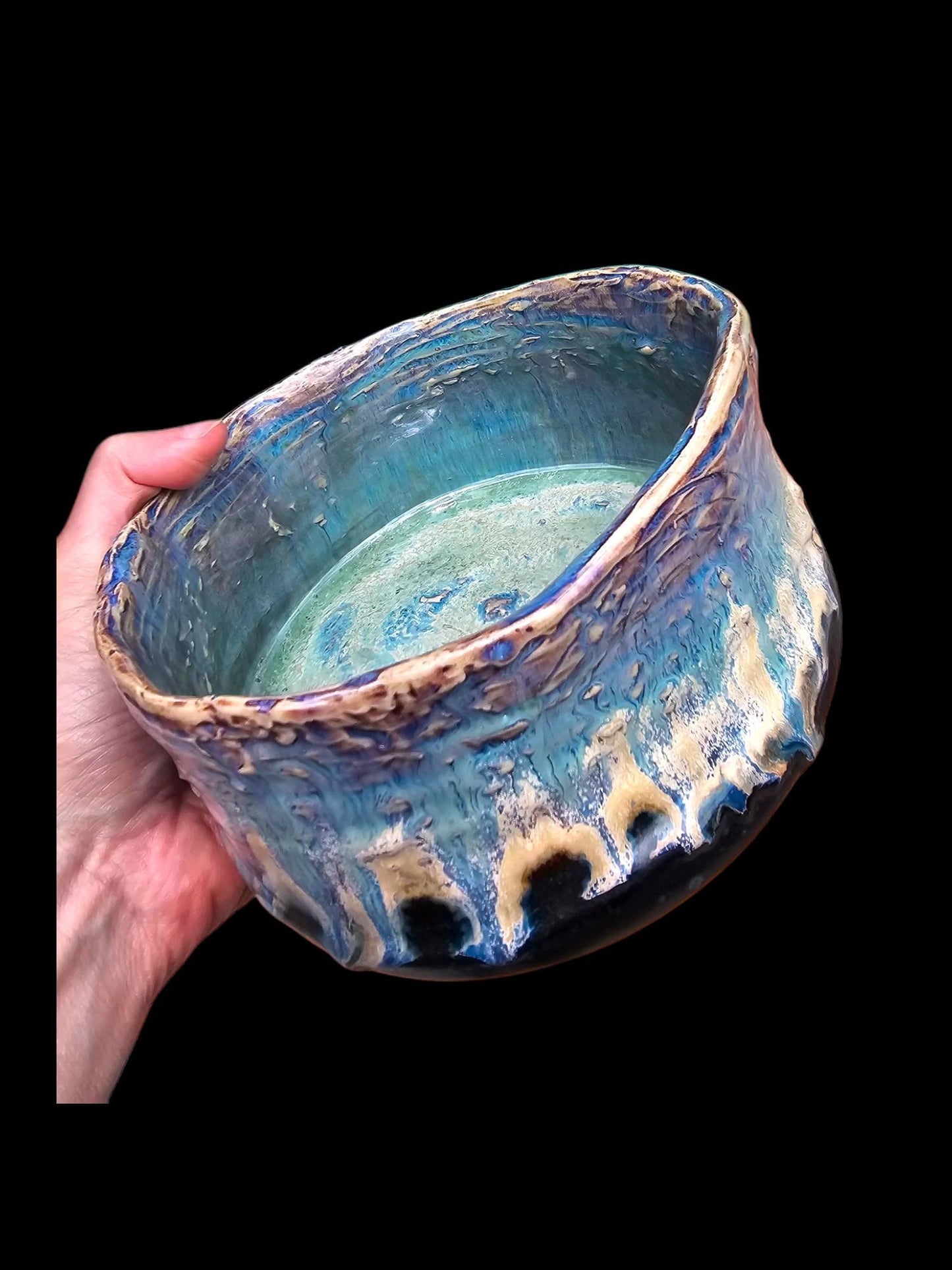 Handmade Ceramic Sculptural Bowl: Glacier Art Pottery Centerpiece