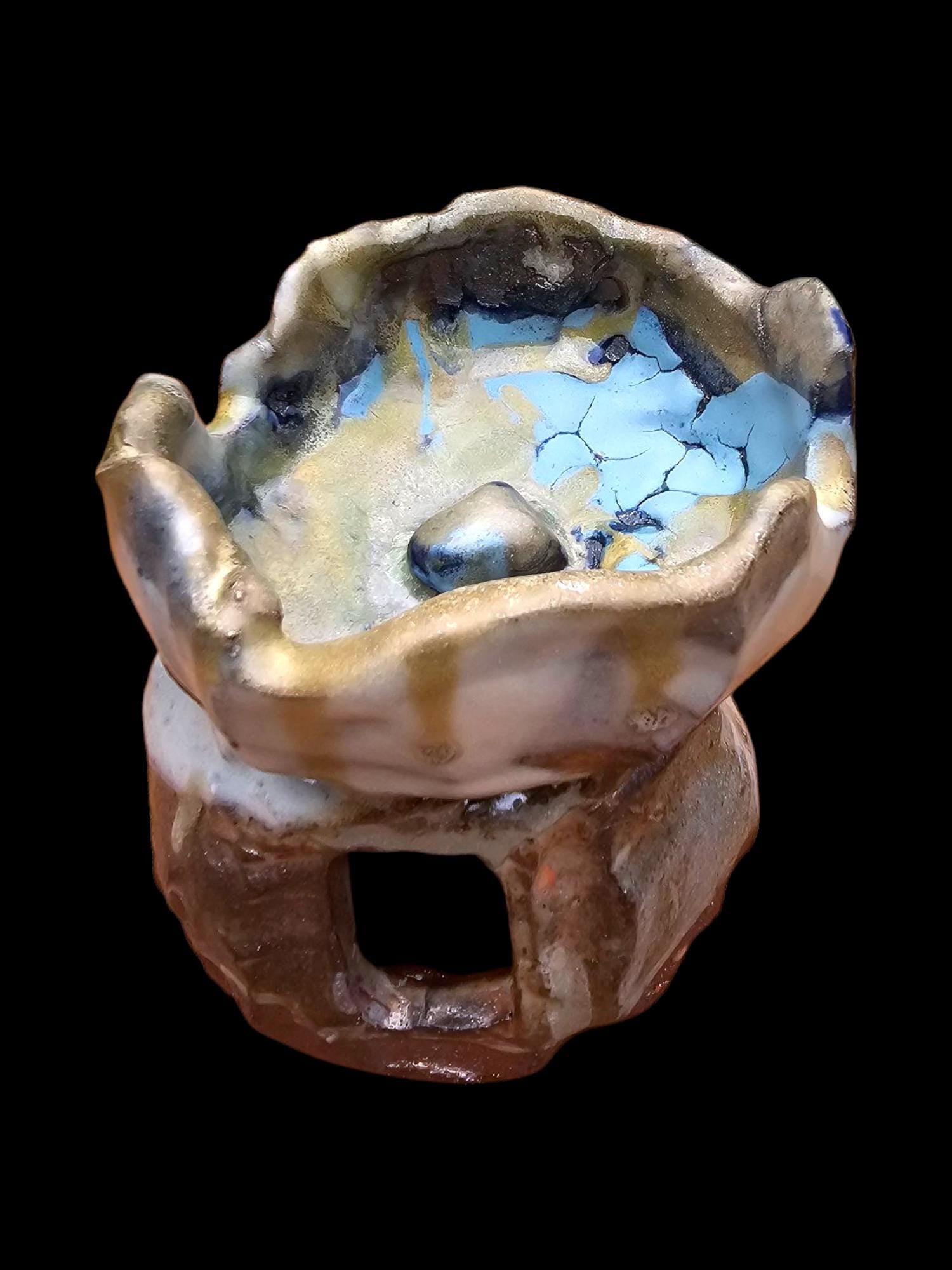 Soda Fired Stoneware Sculpture: Abstract Ceramic stack brutalist nature inspired avant garde