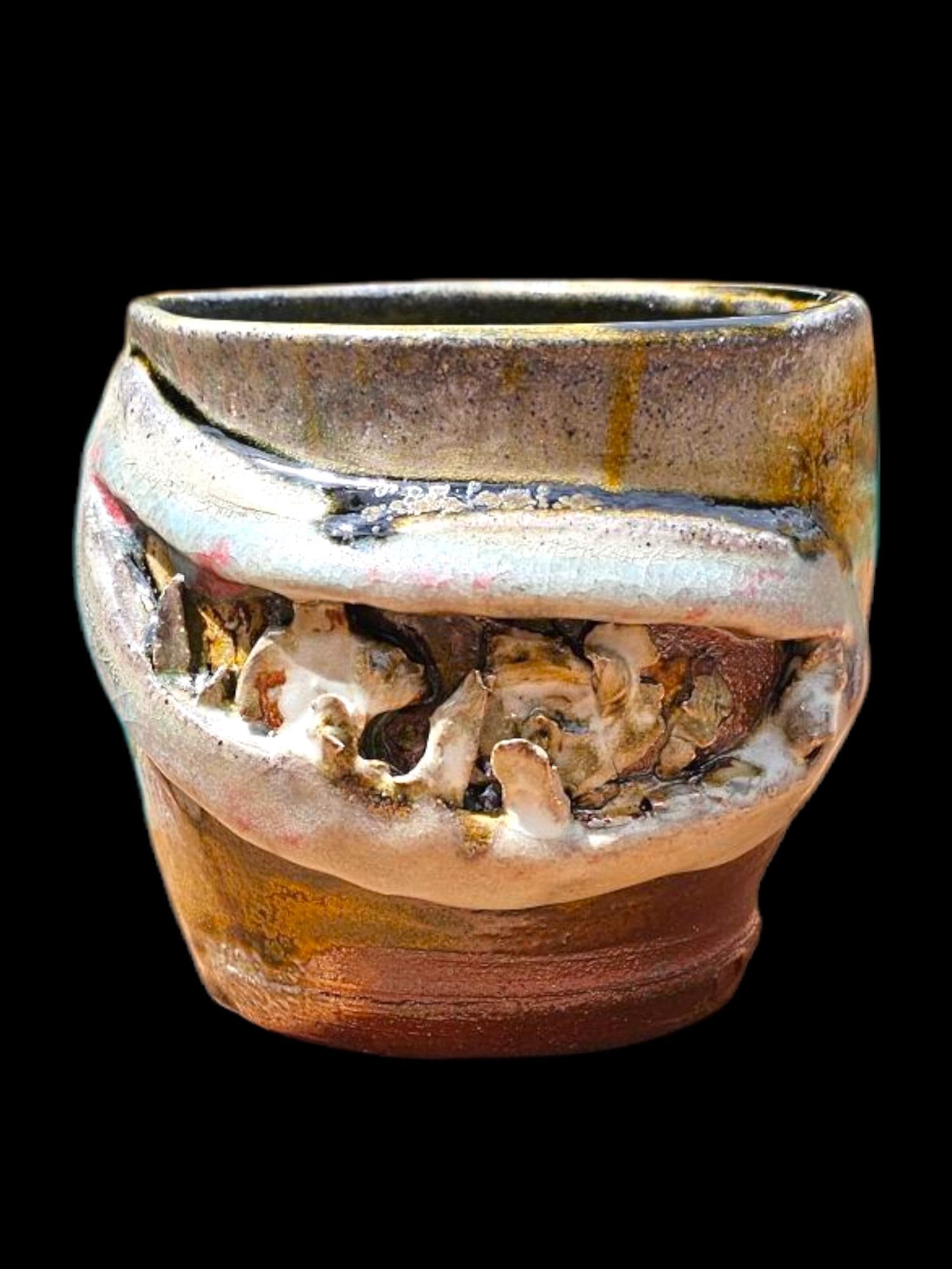 Soda Fired Ceramic Vase: Signed Teadust Bowl, Sculptural Art avant garde toothy Grin sinister smile - As seen in The Unapparent Magazine