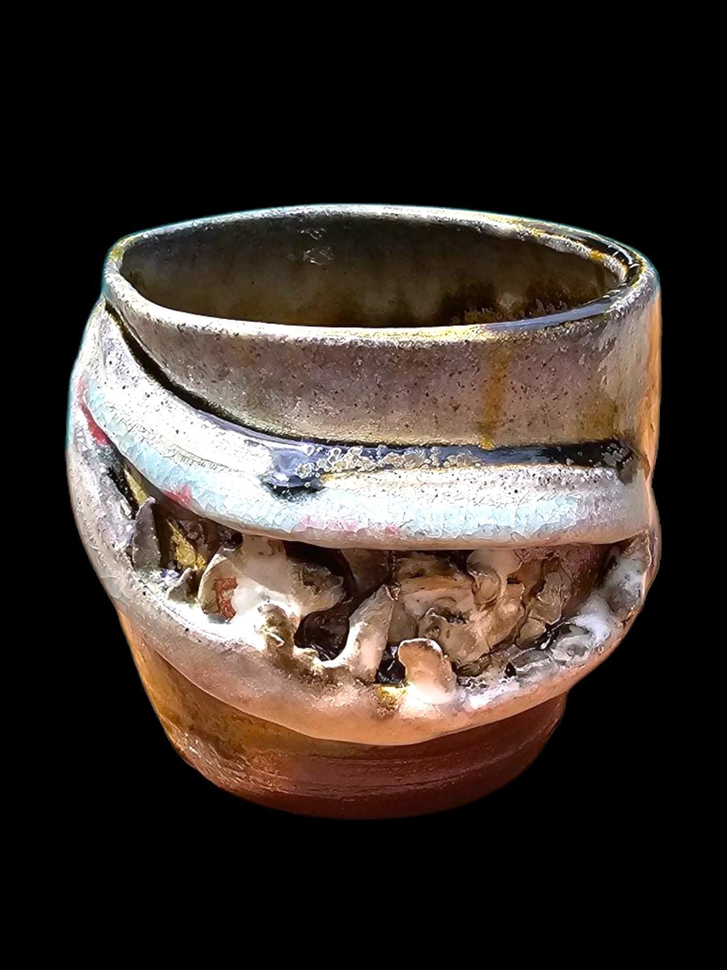 Soda Fired Ceramic Vase: Signed Teadust Bowl, Sculptural Art avant garde toothy Grin sinister smile - As seen in The Unapparent Magazine