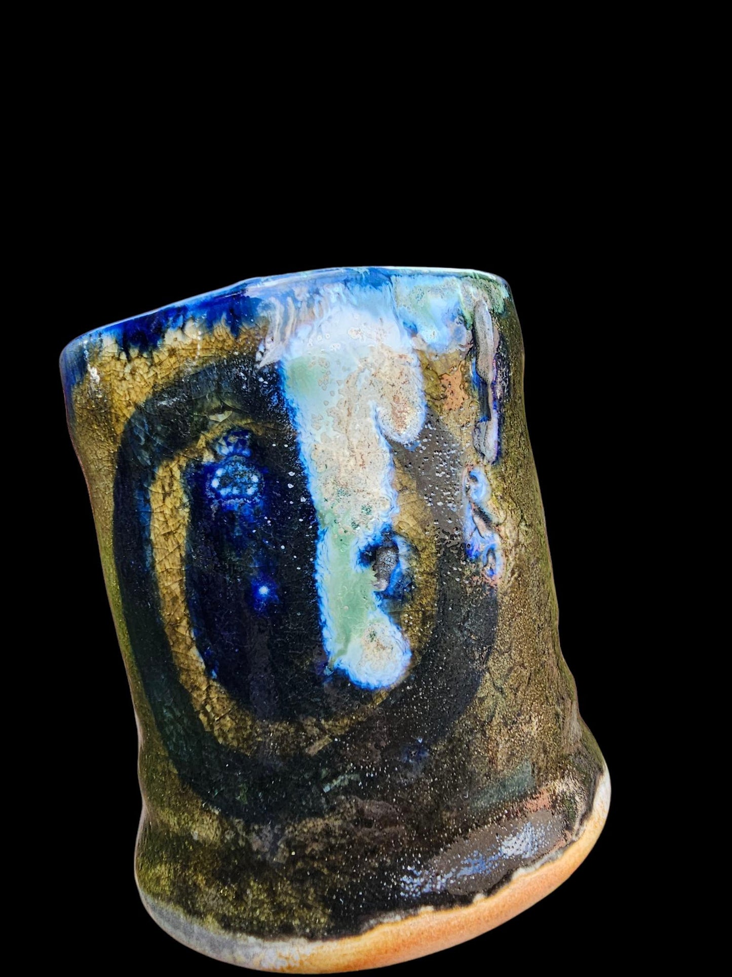 Soda Fired Shino Glazed Ceramic Cup: Handmade Pottery, Earth Tones