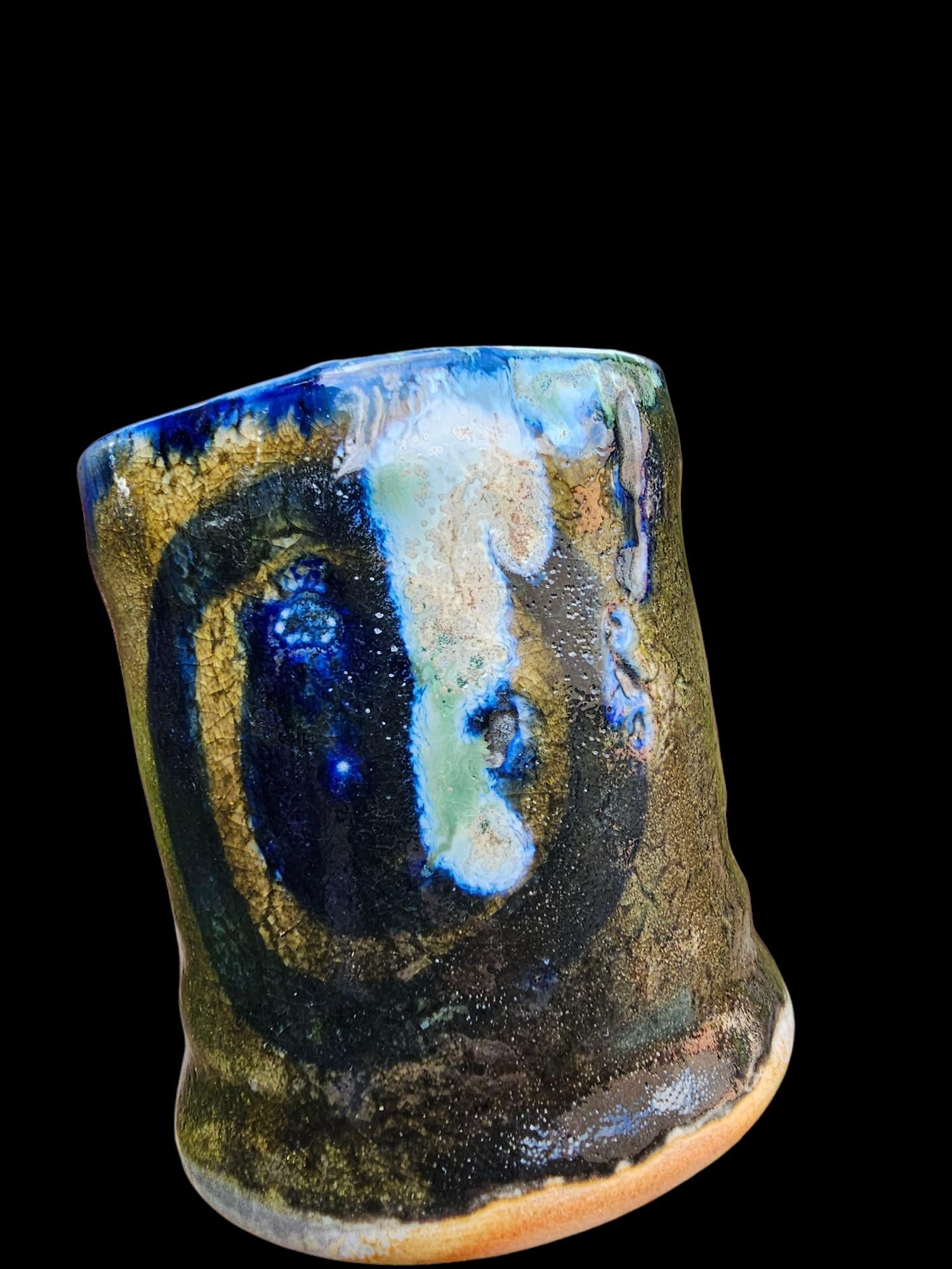 Soda Fired Shino Glazed Ceramic Cup: Handmade Pottery, Earth Tones