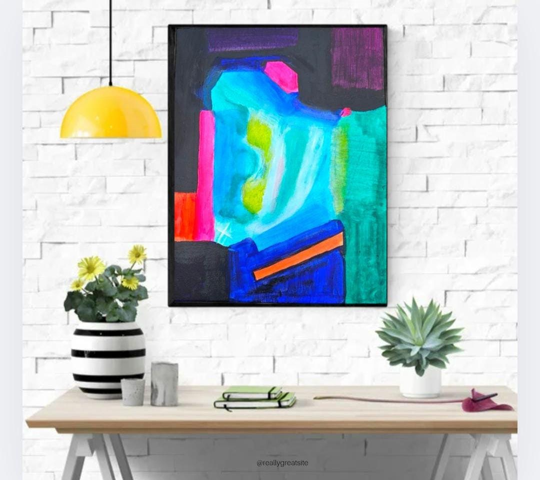 Original Acrylic Painting on Canvas: Abstract Geometric Art, 11x14