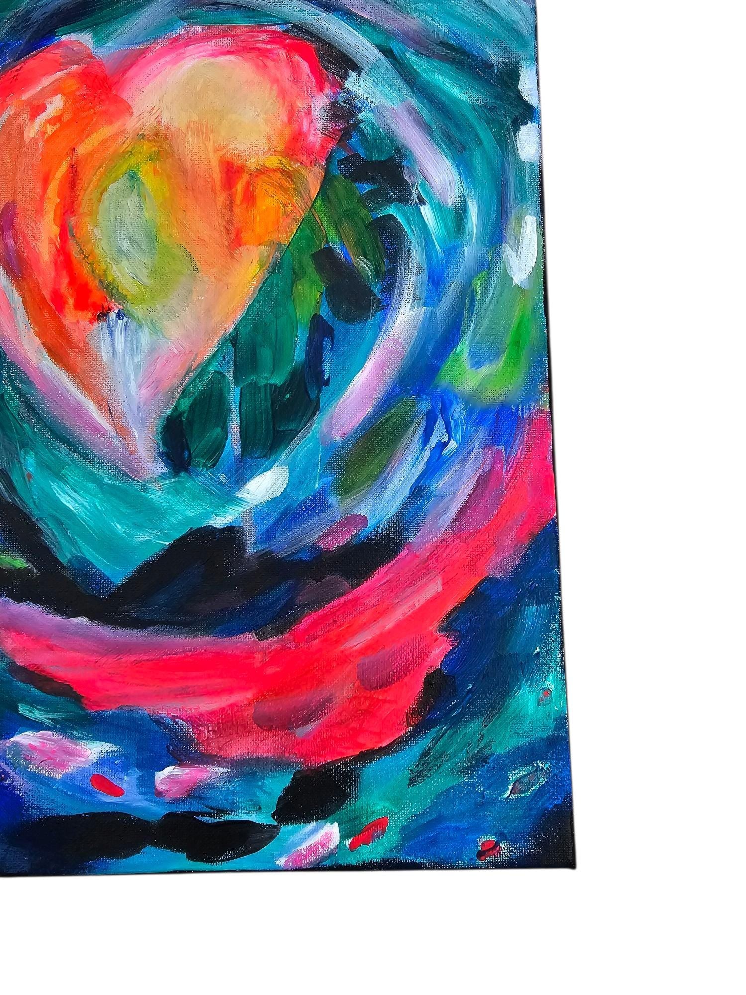 Original Acrylic Painting: Abstract Glowing Heart Impressionist Art, 11x14
