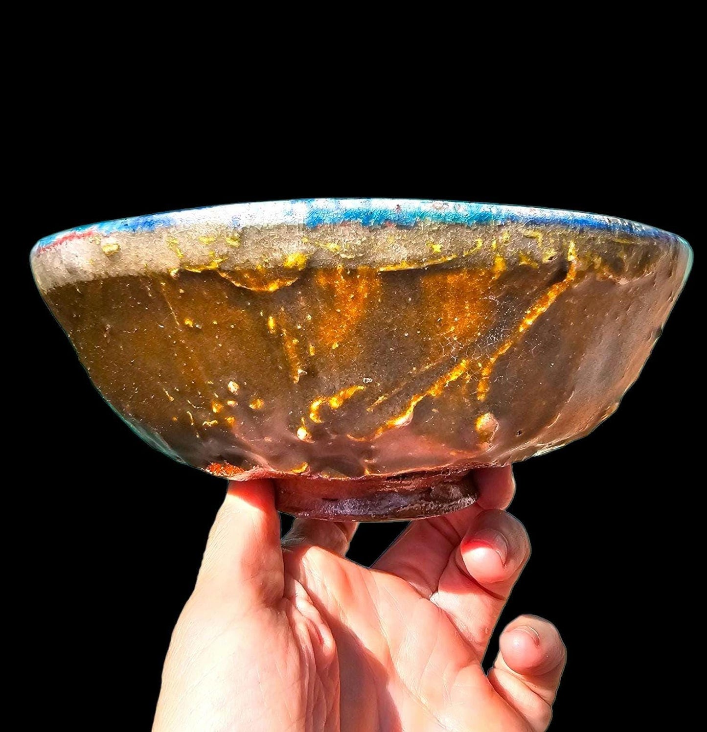 Handmade Soda Fired Ceramic Footed Bowl: Textured Wabi Sabi Rustic Pottery, Stoneware Art (6.5")